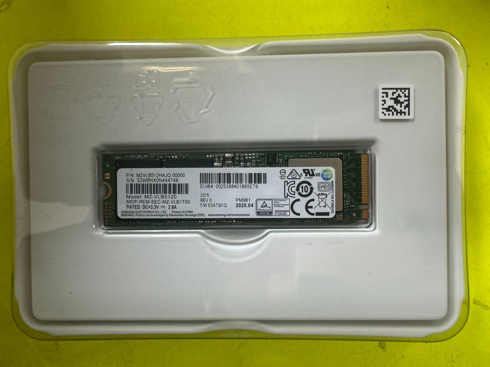 SAMSUNG 512GB SSD Gen 3 M.2 2280 NVME Z-VLB5120 98% and up health