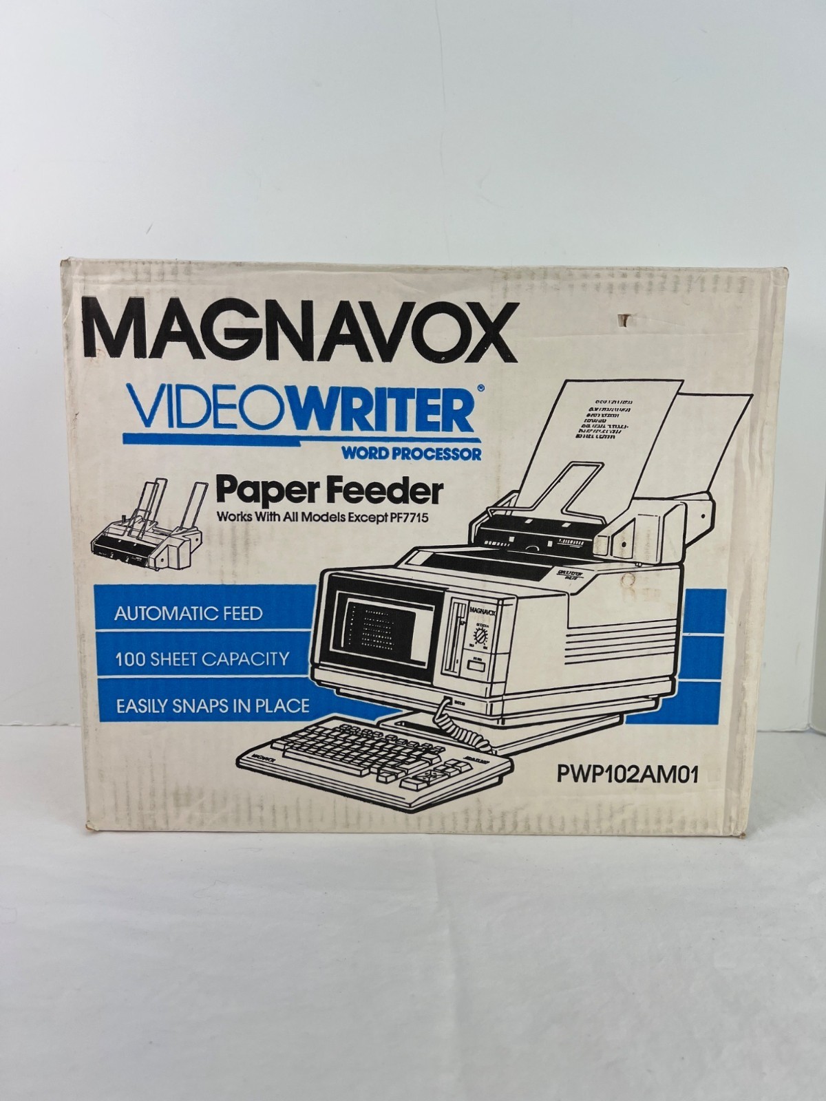 New in Box Magnavox Videowriter Word Processor Paper Feeder Vintage PWP102AM01