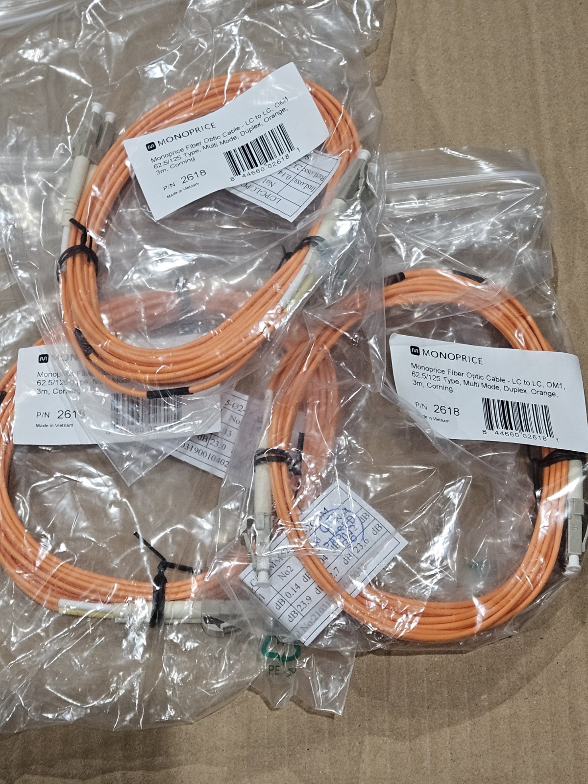 LOT of 3 LC-LC-MM-03 MONOPRICE CABLE 2618