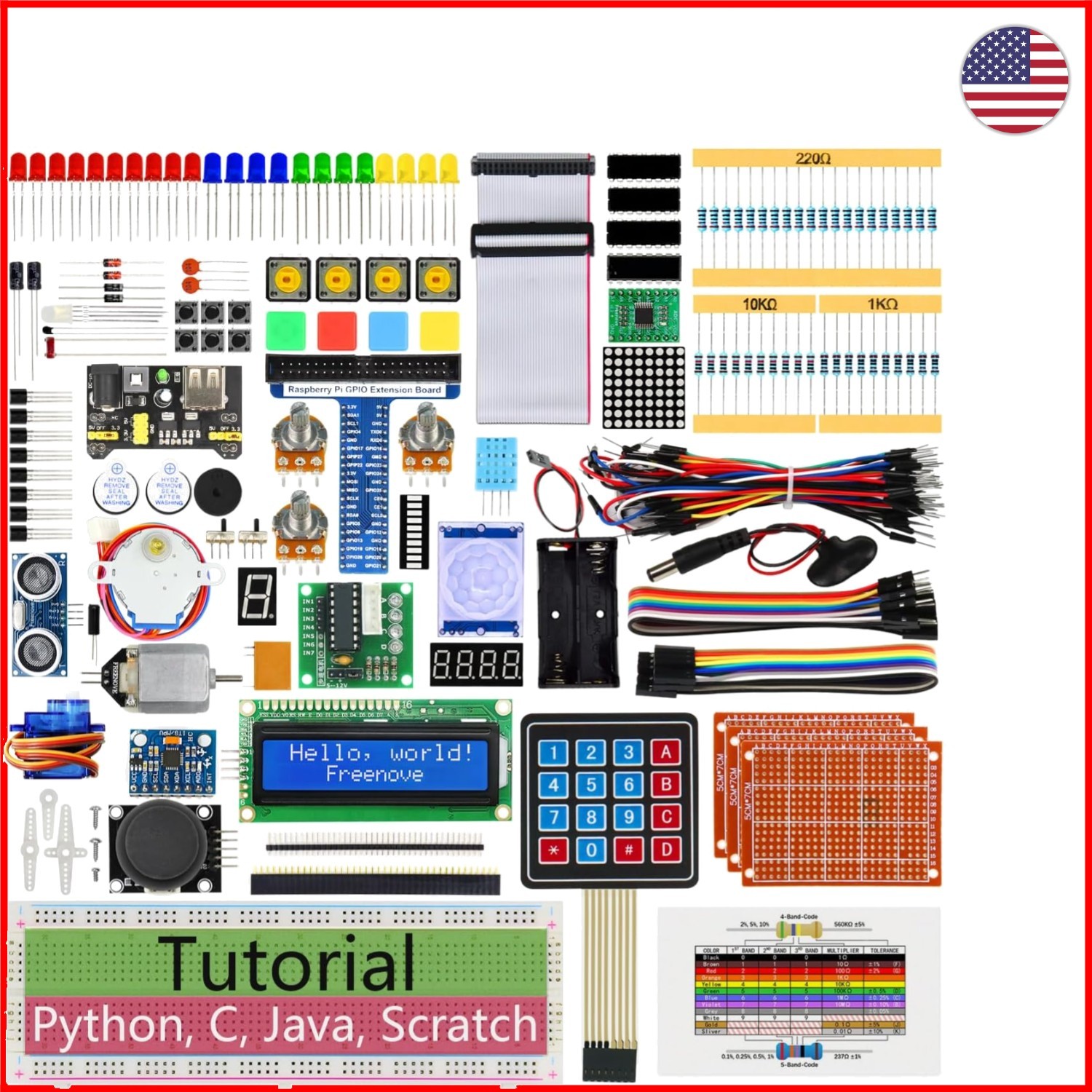 Raspberry Pi Ultimate Learning Kit: 4GB RAM, 5 Coding Languages & 128 Projects