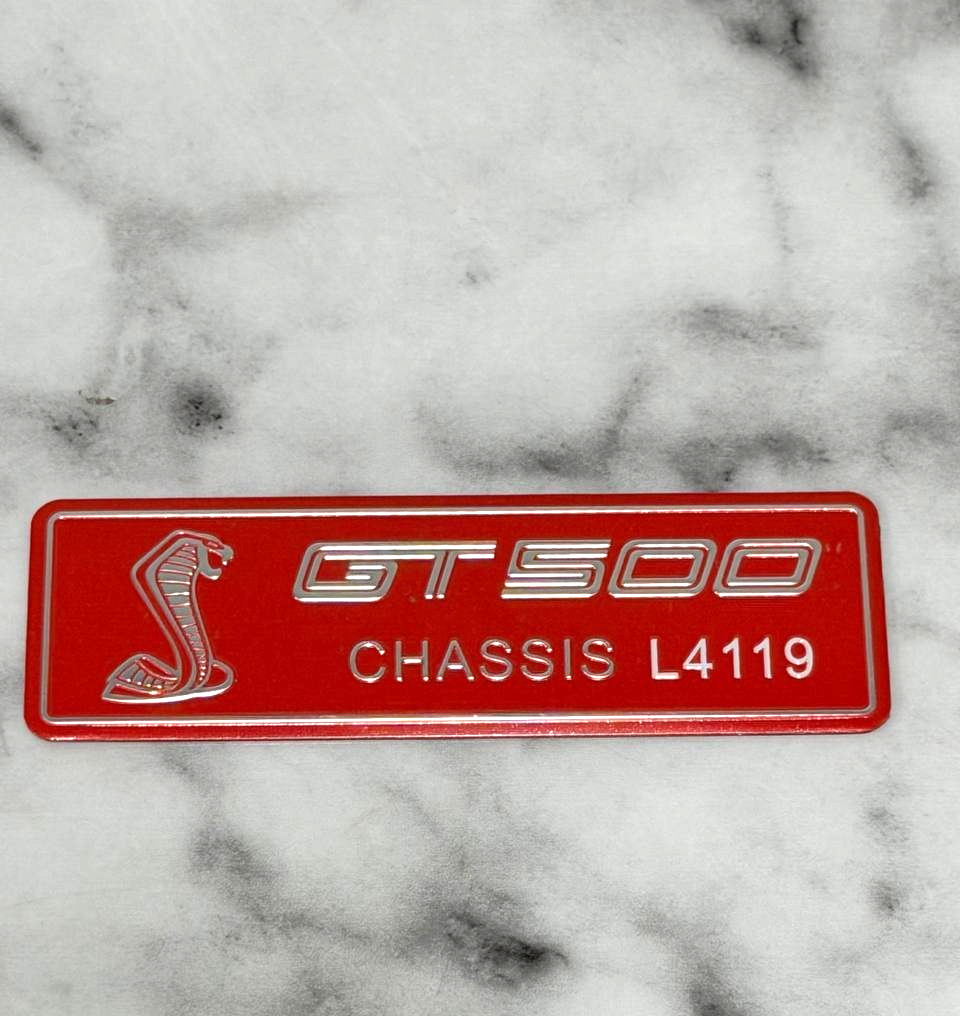 1 Pc Aluminum Emblem Sticker for Shelby GT 500 Chassis L4119, 5.6" x 1.7" Red