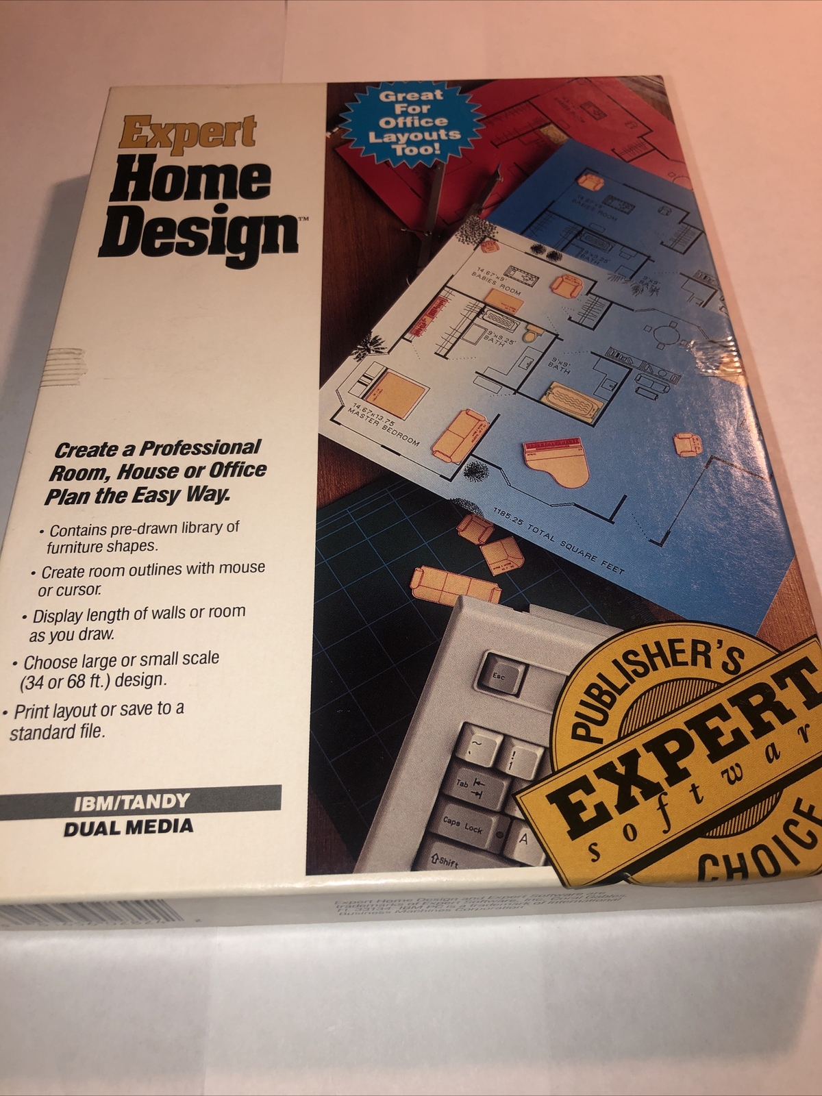 Expert Home Design IBM/Tandy 3.5" and 5.25" disks with box and manual( Open Box)