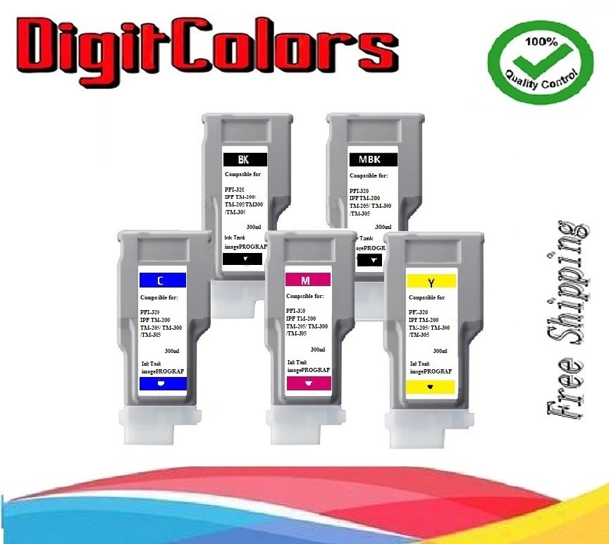 5 Pack PFI-320 Ink Cartridge tank Fit Canon iPF TM-200 TM-205 TM-300 TM-305
