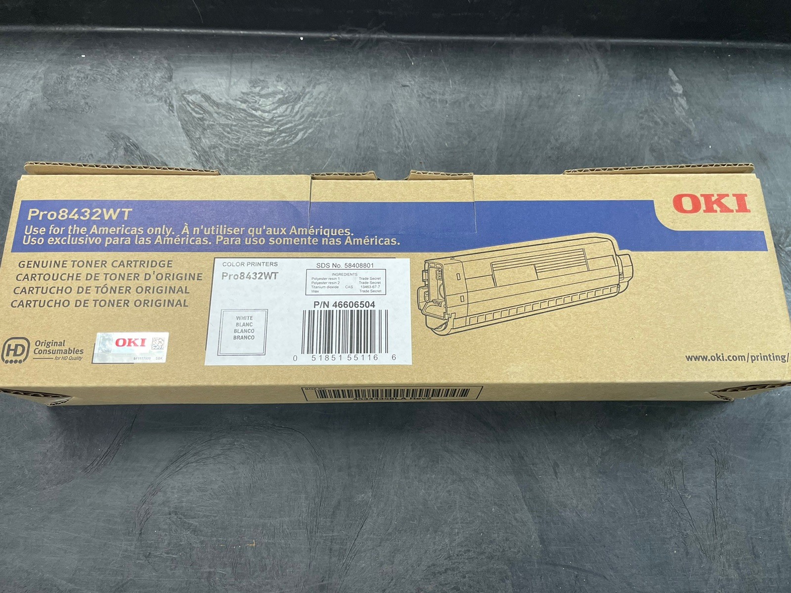 Okidata Pro8432WT P/N 46606504 White Genuine Toner Cartridge OKI 8432
