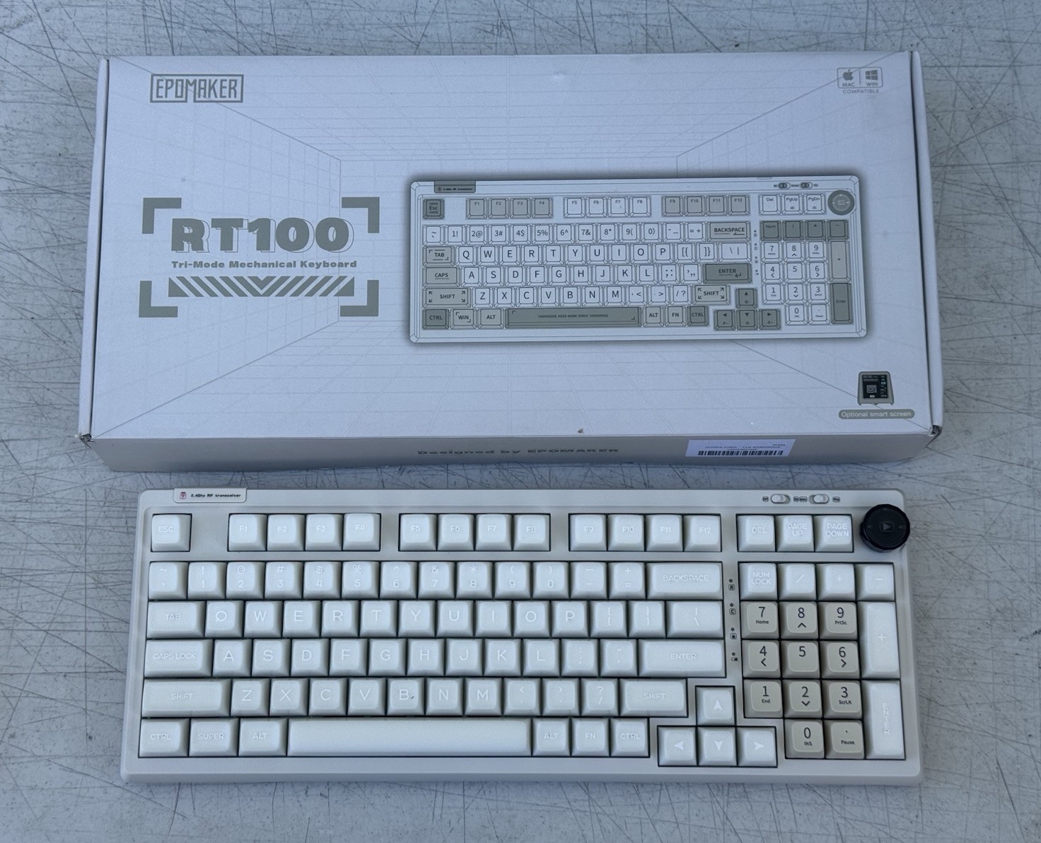 Epomaker RT100 Retro Tri-Mode Mechanical Keyboard Silent Switch EXCELLENT CIB