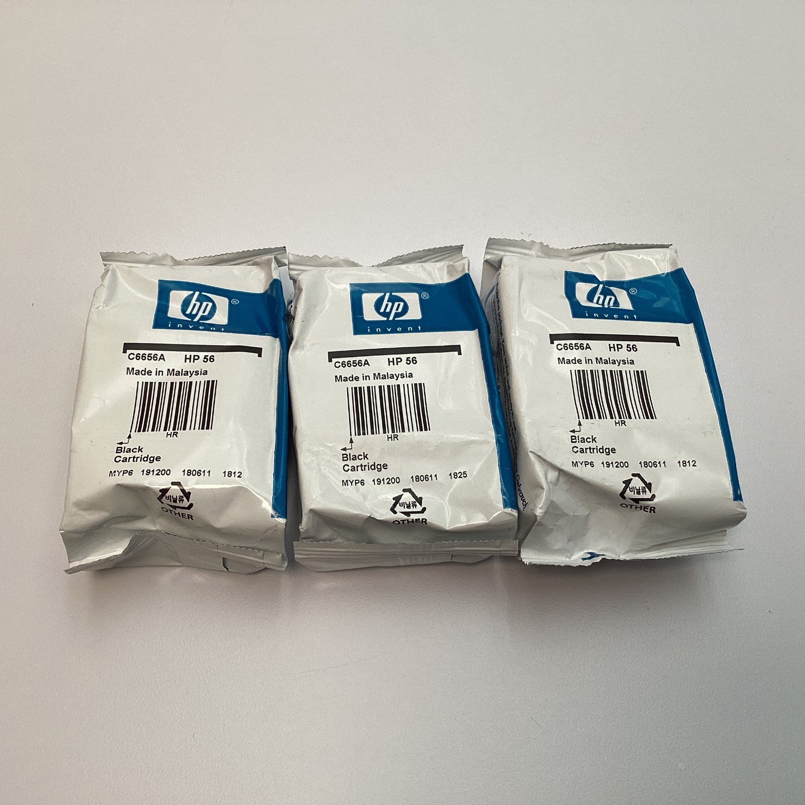 Lot of 3 Genuine HP 56 C6656A Black Ink Cartridges Sealed Expired 06/2020 - OEM
