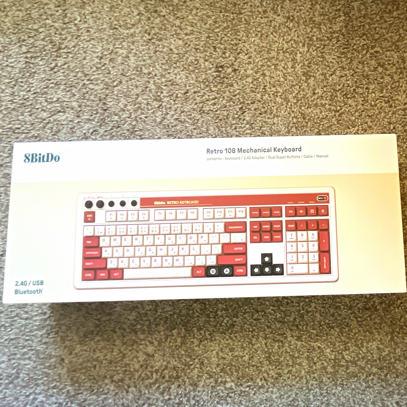 8BitDo Retro 108 Mechanical Keyboard Famicom style CIB w/case light use