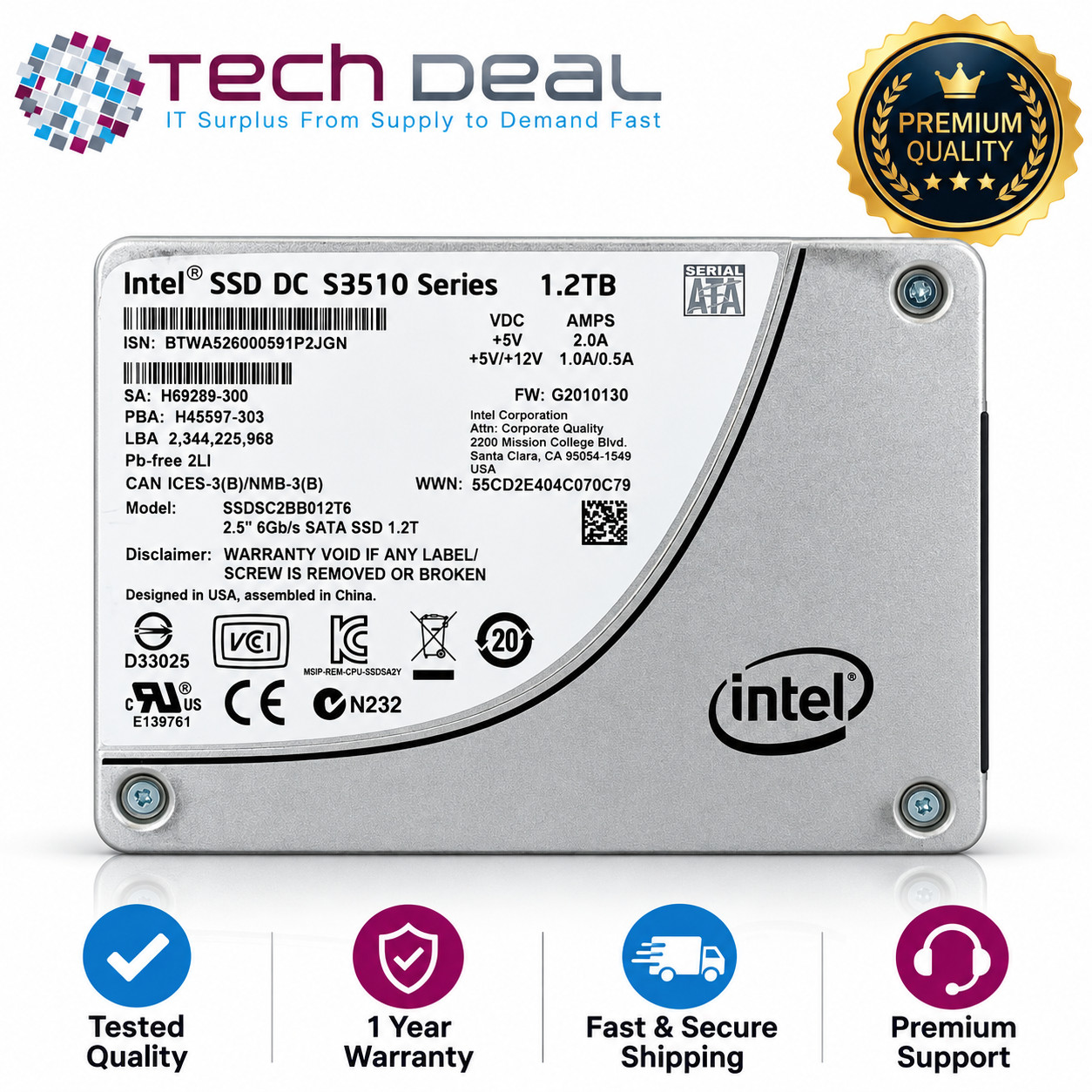 Intel DC S3510 1.2TB 2.5" SATA 6Gb/s Enterprise SSD SSDSC2BB012T6 Tested