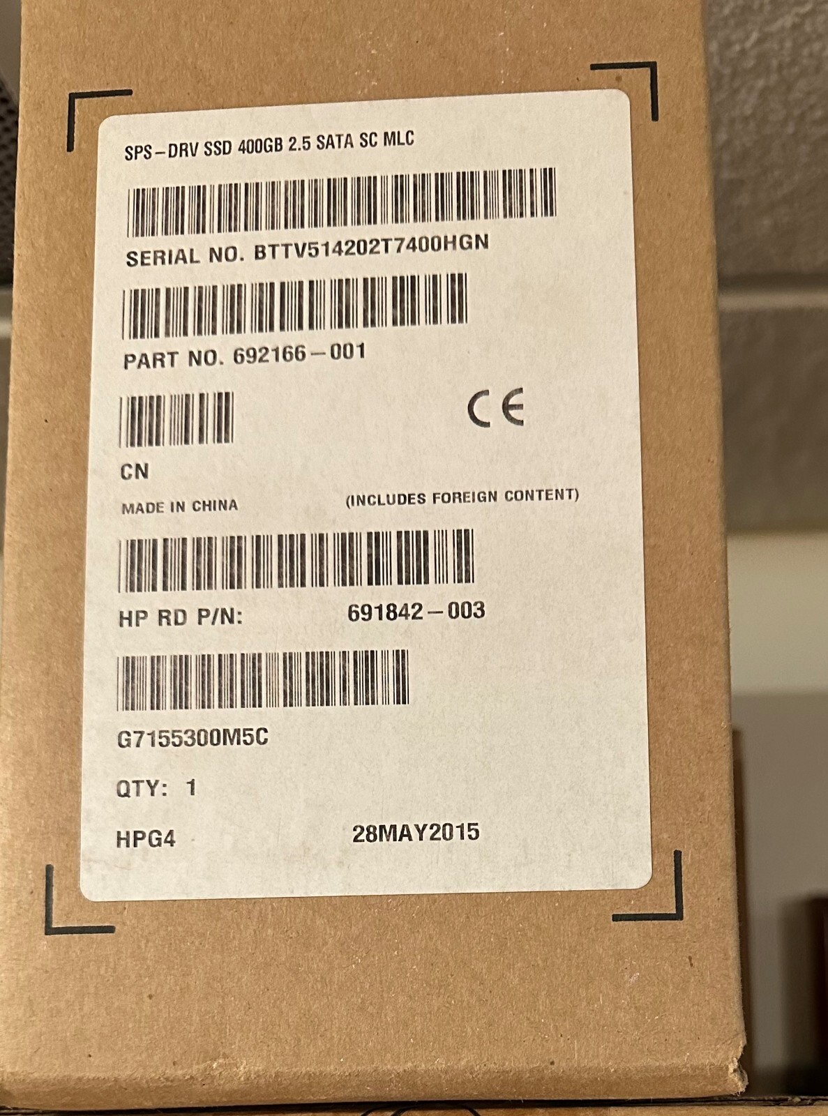 691866-B21 / 692166-001 HP G8 G9 400-GB 2.5 SATA 6G ME EM...  - Brand New Sealed