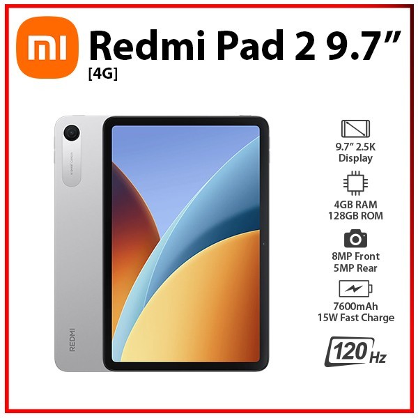 (Wi-Fi+4G) Xiaomi Redmi Pad 2 9.7 4GB+128GB SILVER Octa Core Android PC Tablet