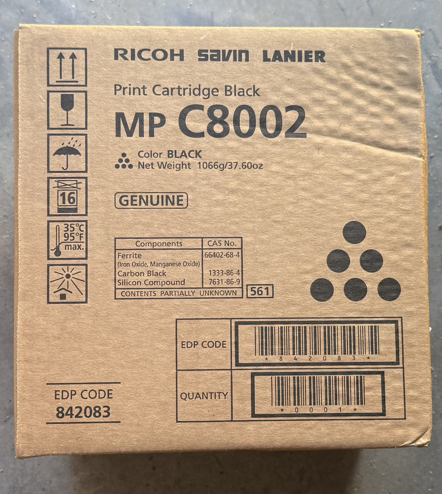 Ricoh MP C8002 Black Toner  Cartridge OEM 842083  Ricoh MP C6502 Genuine