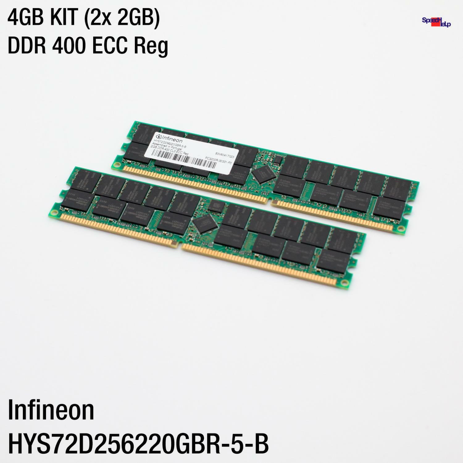 4GB Kit 2x2GB Server RAM Infineon HYS72D256220GBR-5-B DDR PC3200 400MHz REG ECC