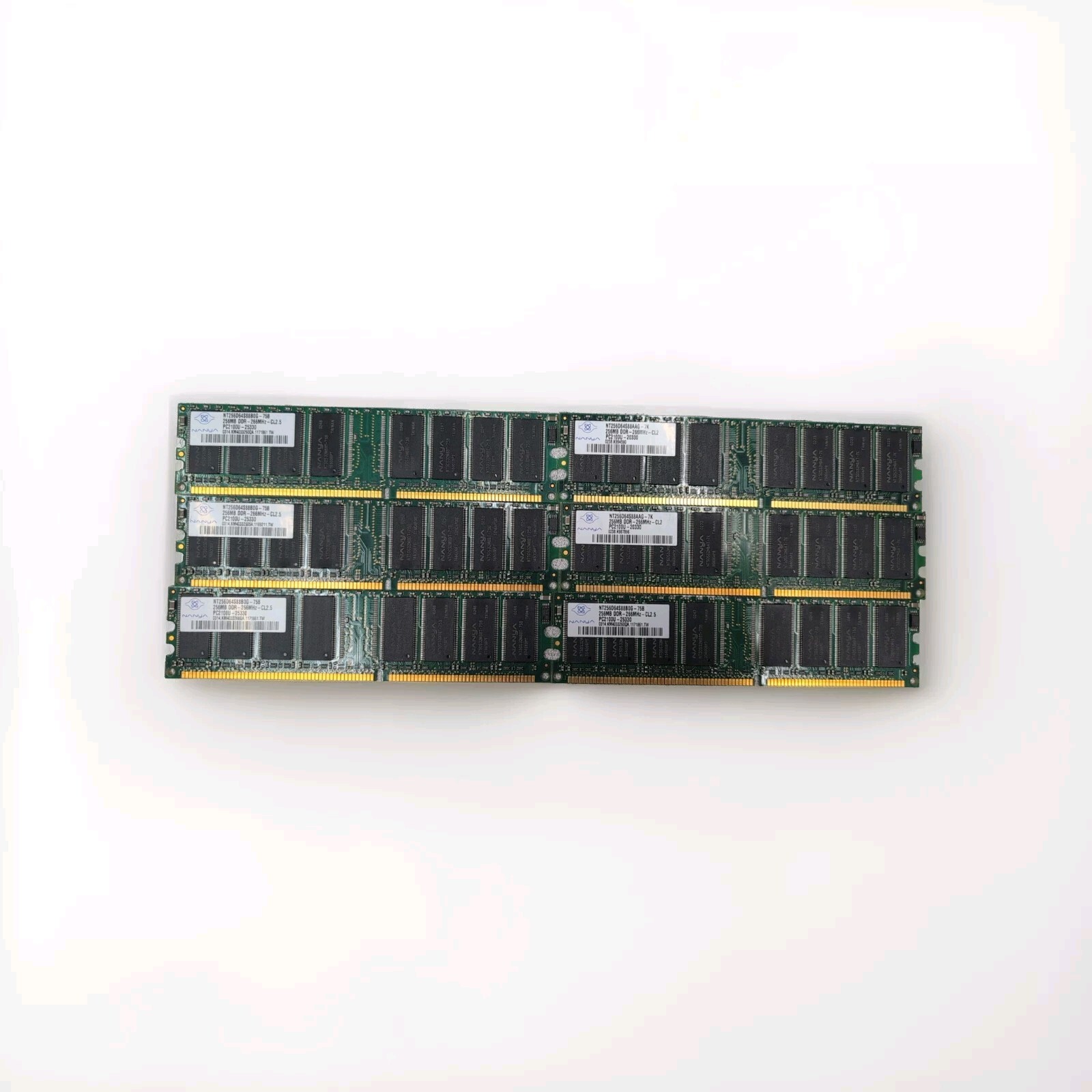 6*Nanya 256MB  DDR-266MHZ PC2100U-25330 RAM NT256D64S88BOG-75B CL2.5