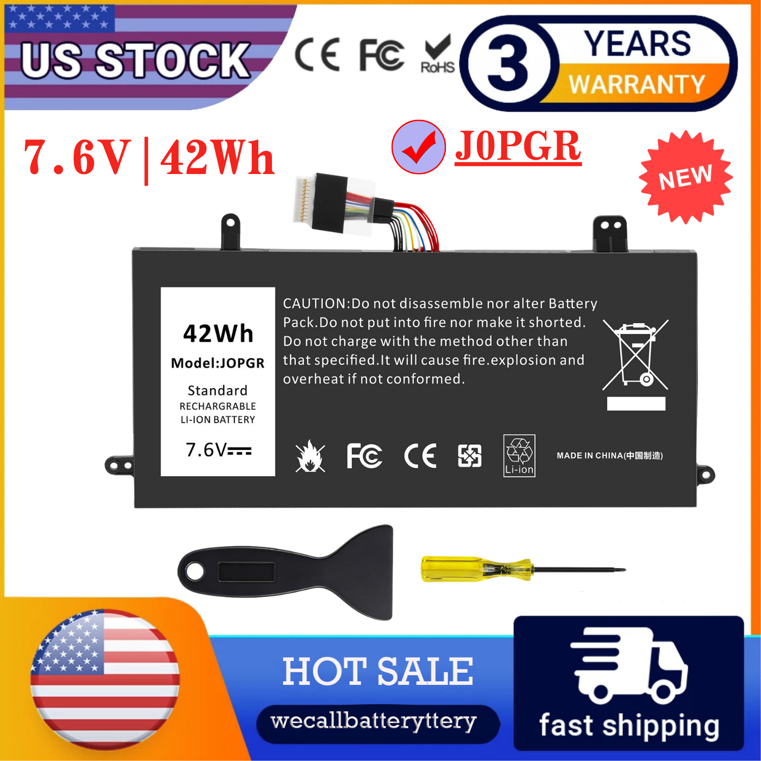 J0PGR Battery For Dell Latitude 5285 5290 E5285 2-in-1 T17G JOPGR RDYCT 1WND8 US