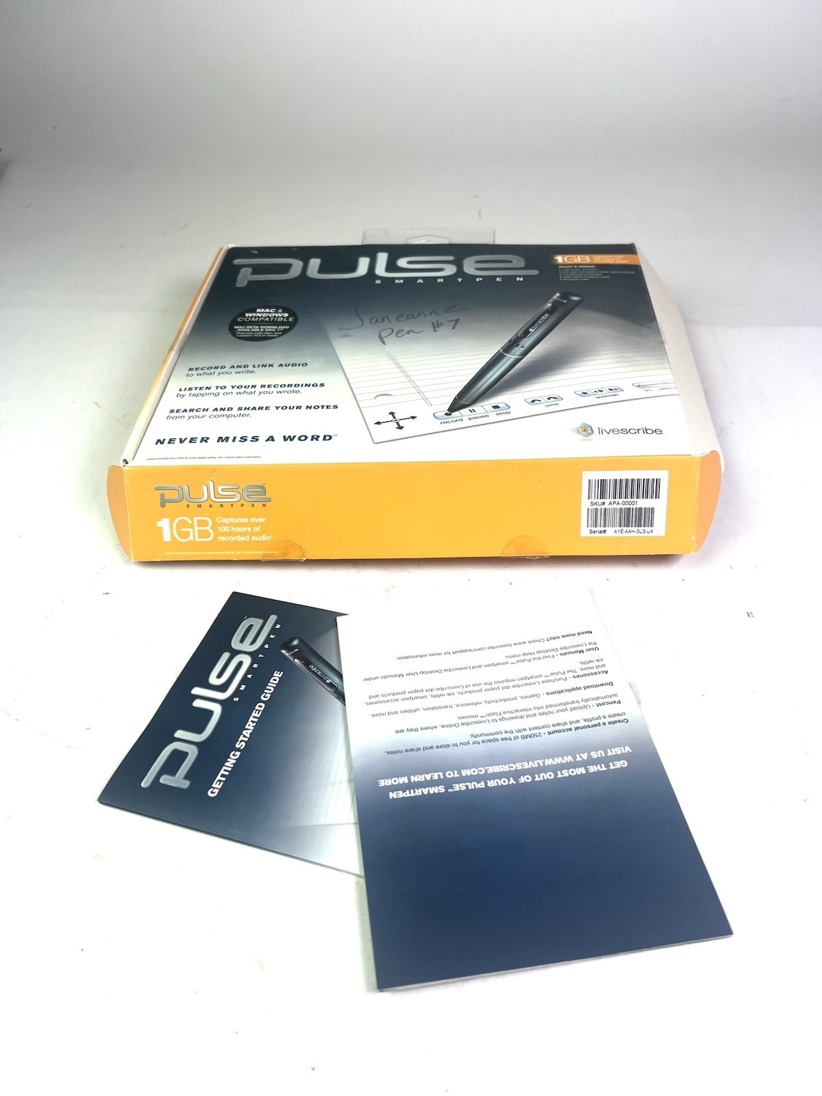 PULSE SMARTPEN by LIVESCRIBE 1GB RECORD & LINK AUDIO TO WHAT YOU WRITE W/ BOX