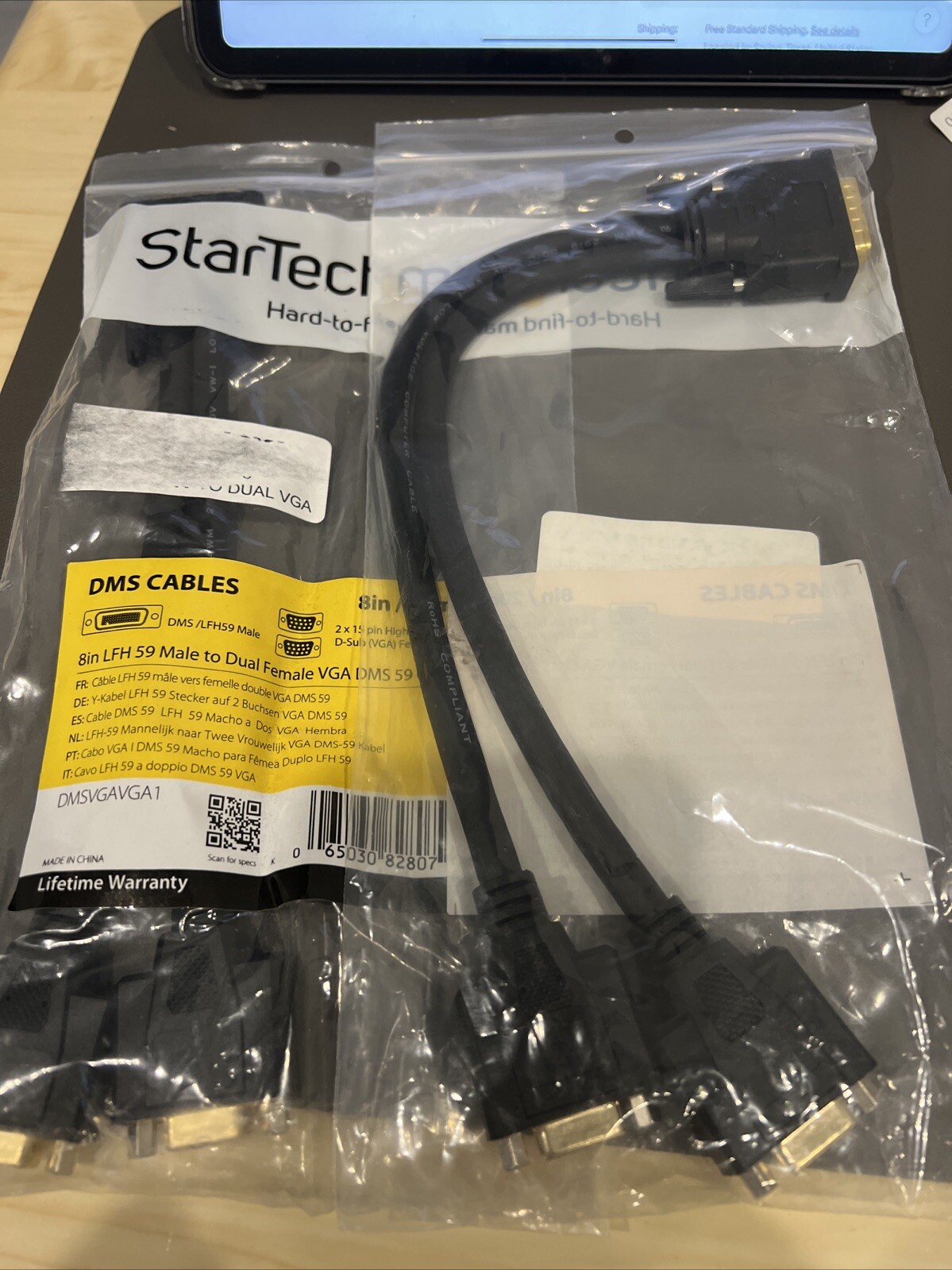 Lot of 2, StarTech DMS DMSVGAVGA1 8” LFH 59 Male to Female VGA DMS 59 Cable