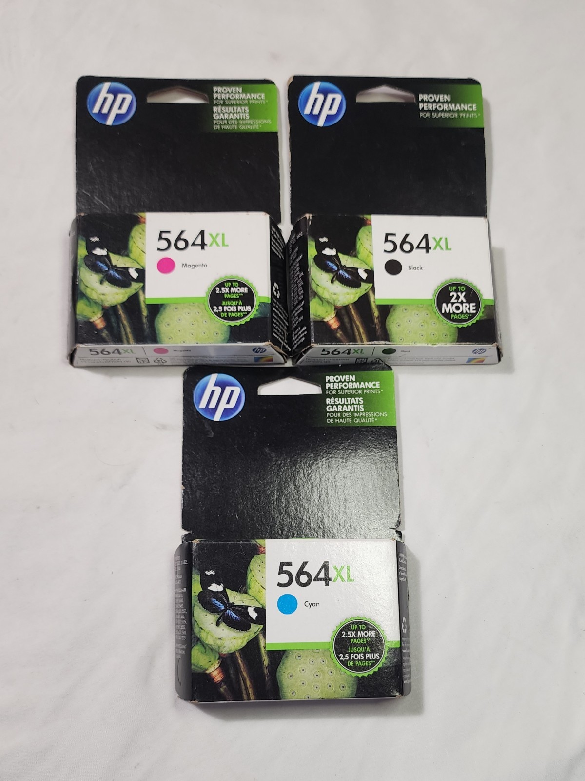 3x Lot Genuine HP 564XL OEM Ink Cartridges SEALED Magenta+ Cyan+ Black NOS 2015