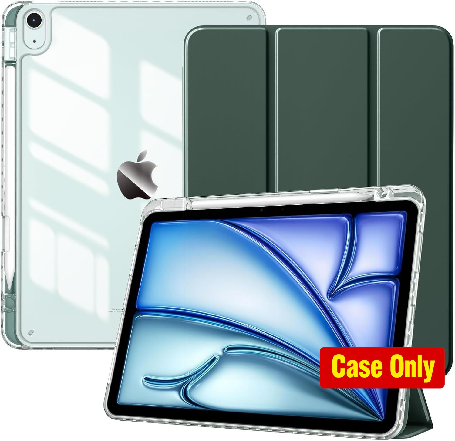 Tablet Case for iPad Air 11" M4/M3/M2, Slim Trifold Stand, Midnight Green