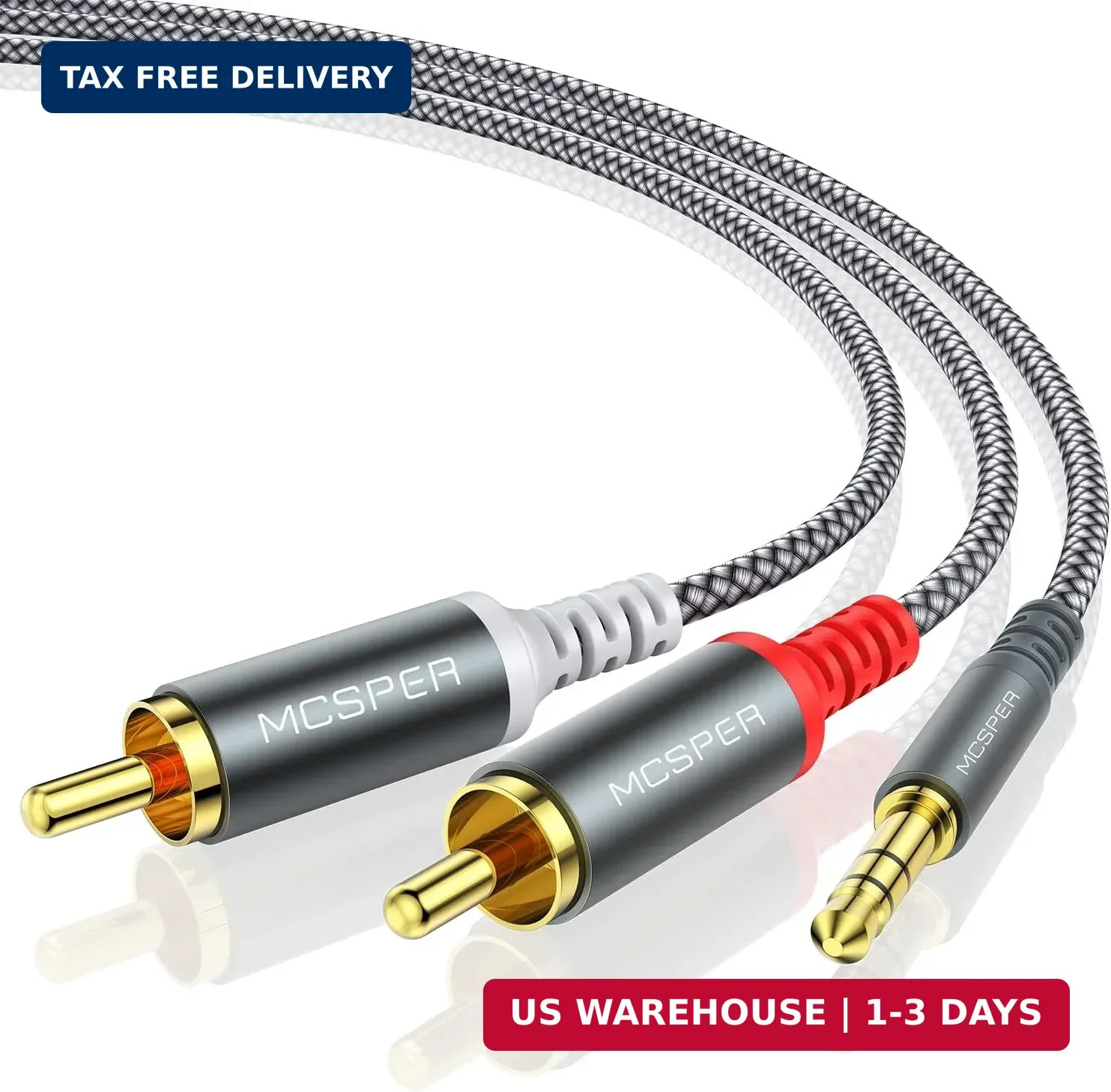RCA to 3.5mm AUX Cable, 6.6 Feet 3.5 mm 1/8 to RCA 2-Male Headphone Jack Adap...