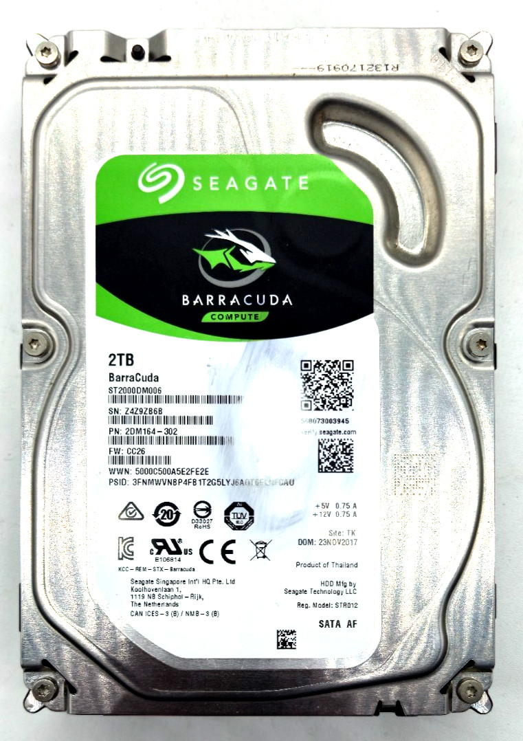 Seagate BarraCuda 2TB 3.5" SATA III Desktop Hard Drive 7200RPM (ST2000DM006)
