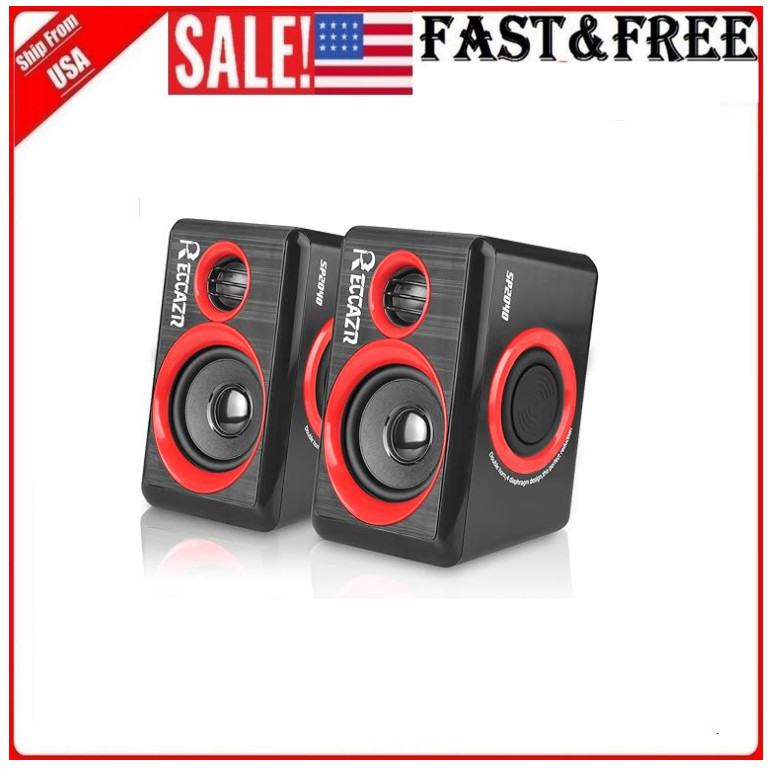 Gaming Speakers 6x9 PC Surround Sound System Loud Deep Bass USB Desktop Computer