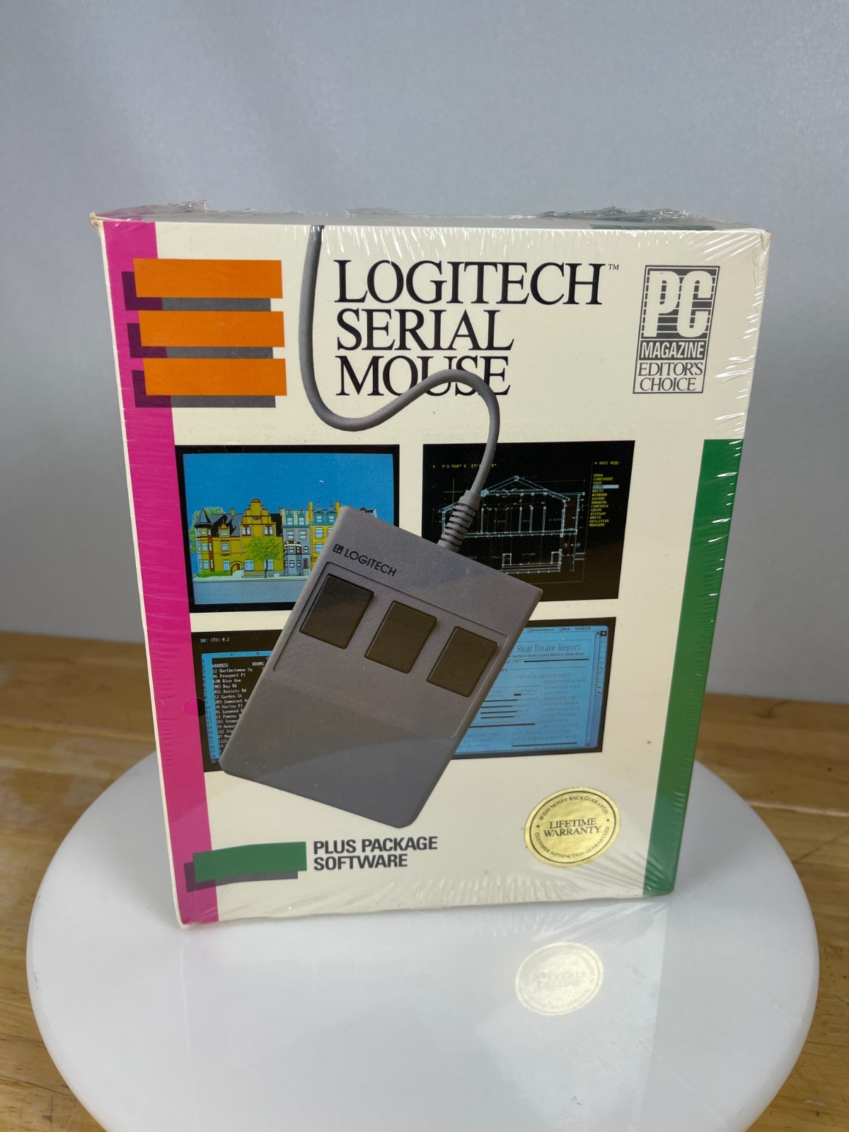 Vintage Logitech Serial Mouse Plus Package Software NEW Sealed RS232 PC