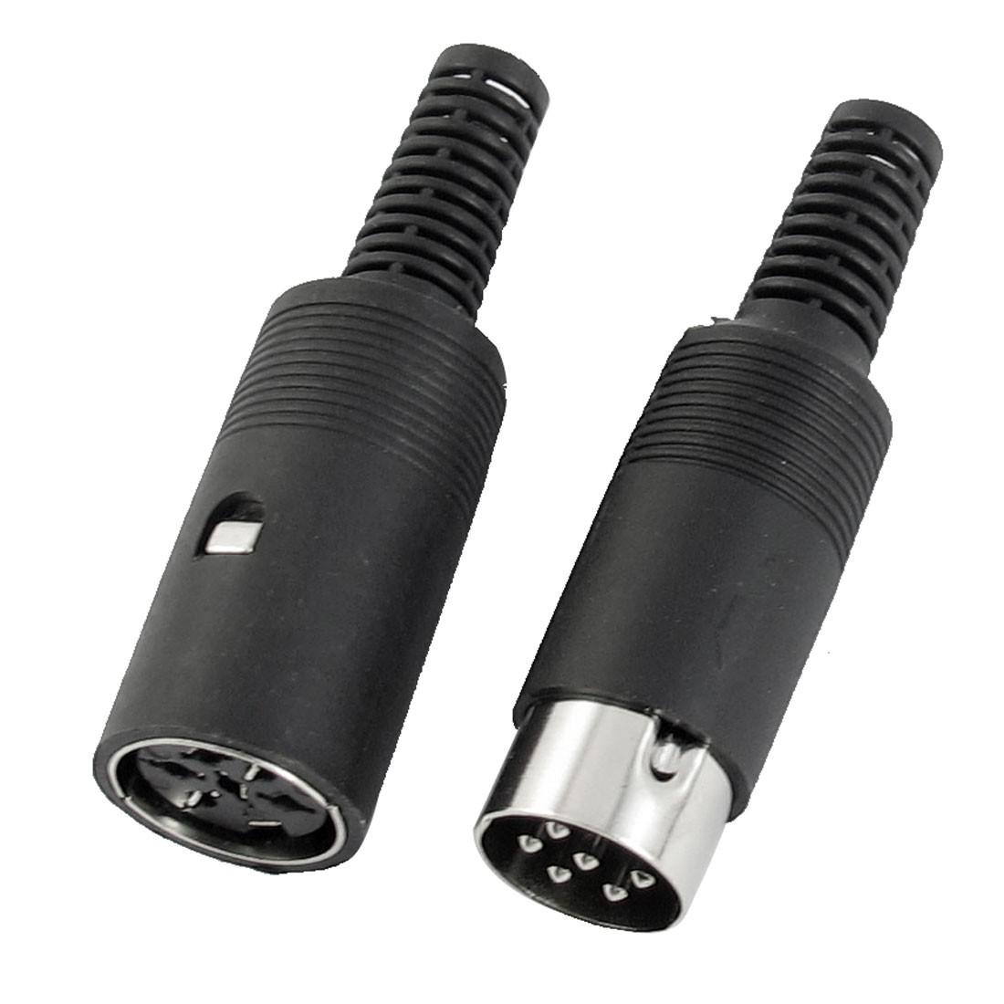 1Pair Black Plastic Male + Female 6 Pins DIN Audio Video Connector 6mm Dia