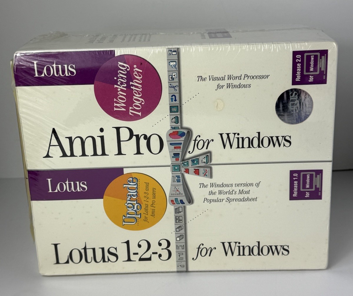 Lotus 1-2-3 for Windows 1.0 Ami Pro 2.0 New Sealed Box