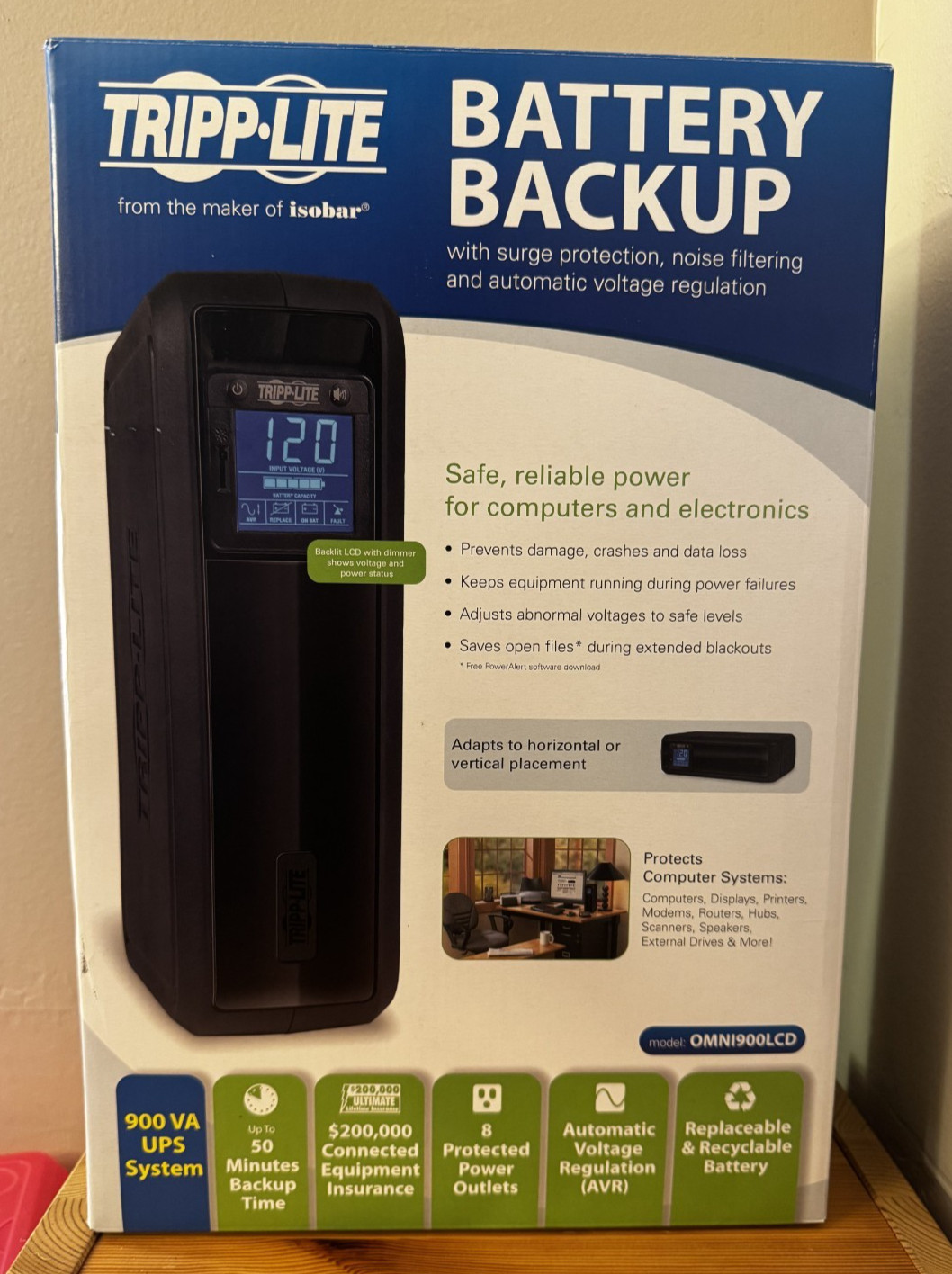 Tripp Lite OMNI900LCD 900VA 475W UPS Battery Backup Power Supply Surge Protector
