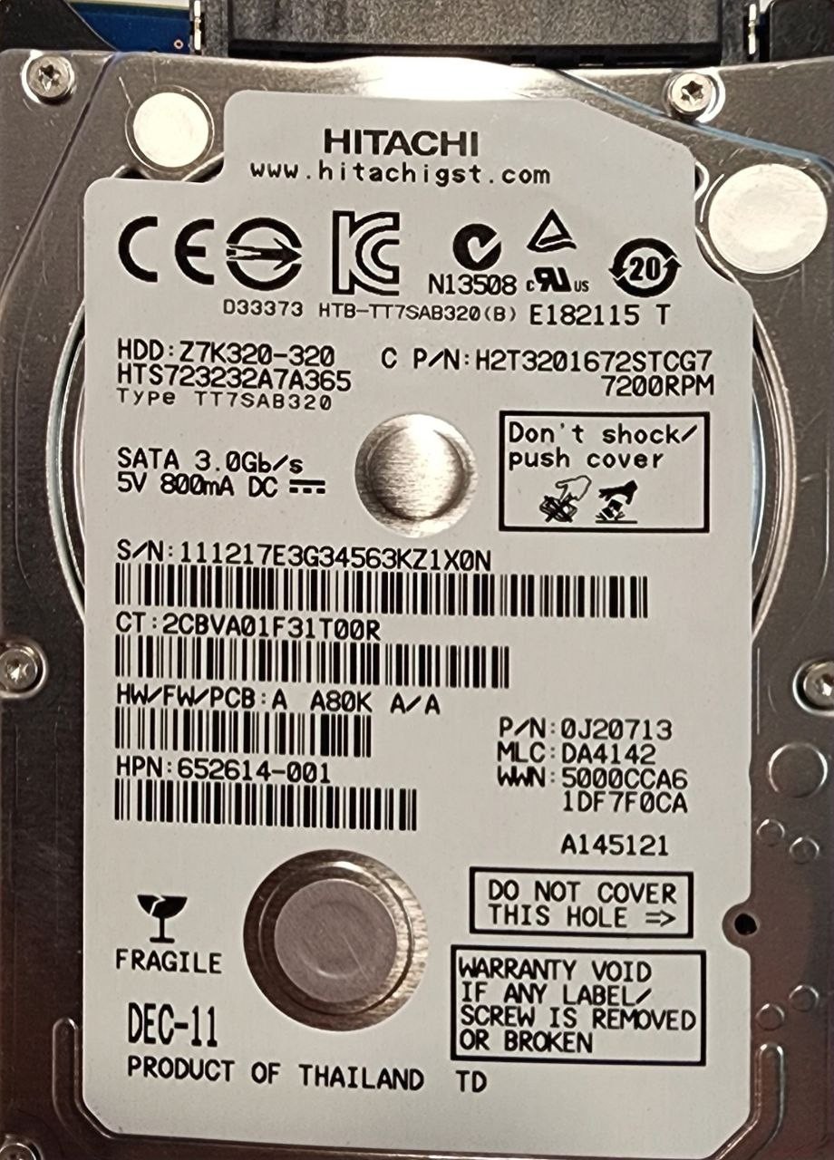 Hitachi HTS723232A7A365 2.5 in 320 GB SATA Hard Drive  - Tested