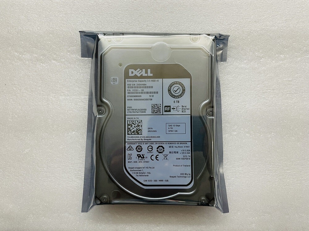 NEW DELL ST6000NM0095 RHVWG 0RHVWG 3.5" 6TB 7.2K 12GBPS 512E SAS HARD DRIVE HDD