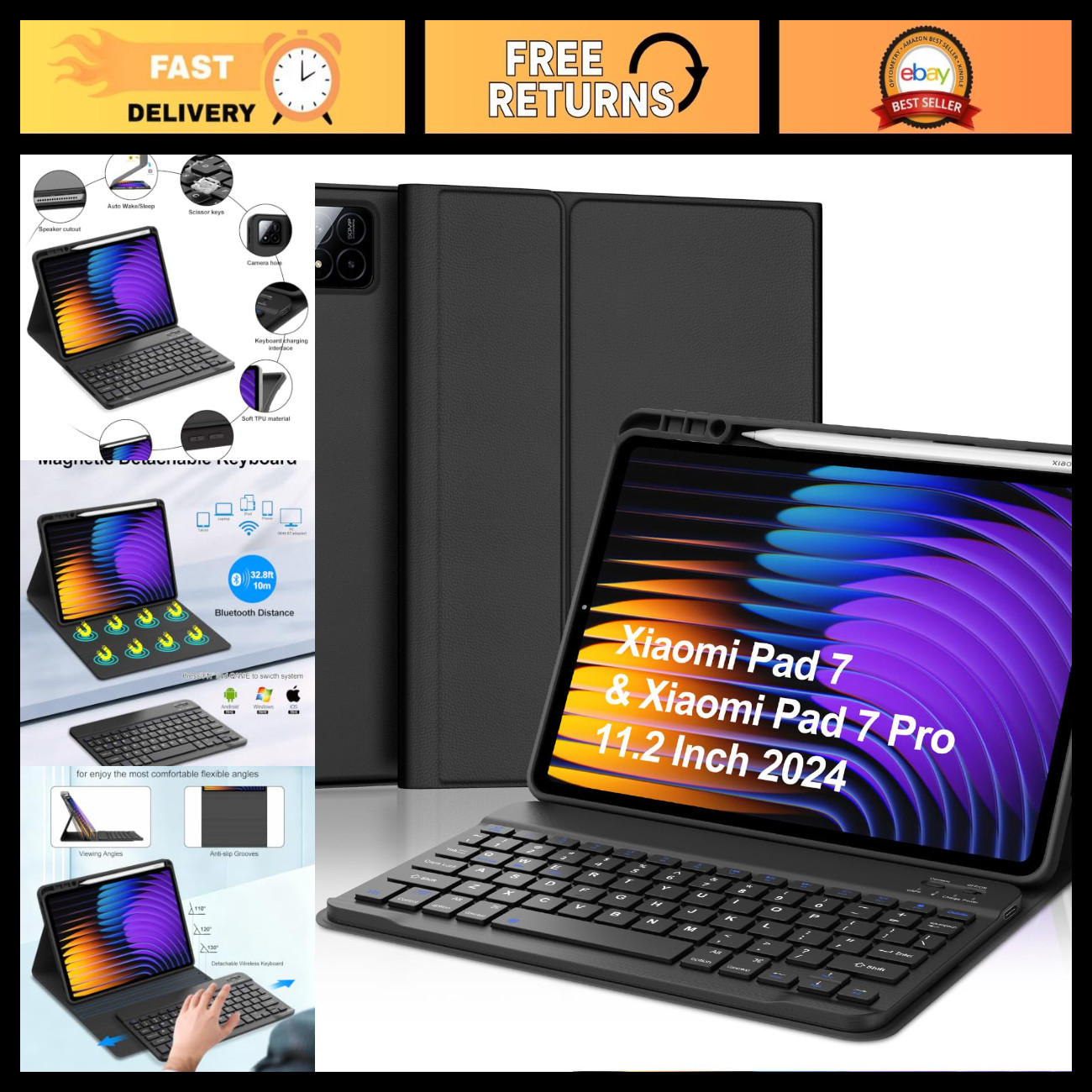 Keyboard Case for Xiaomi Pad 8/8 Pro/7/7 Pro - 11.2 Inch, Slim & Durable Design