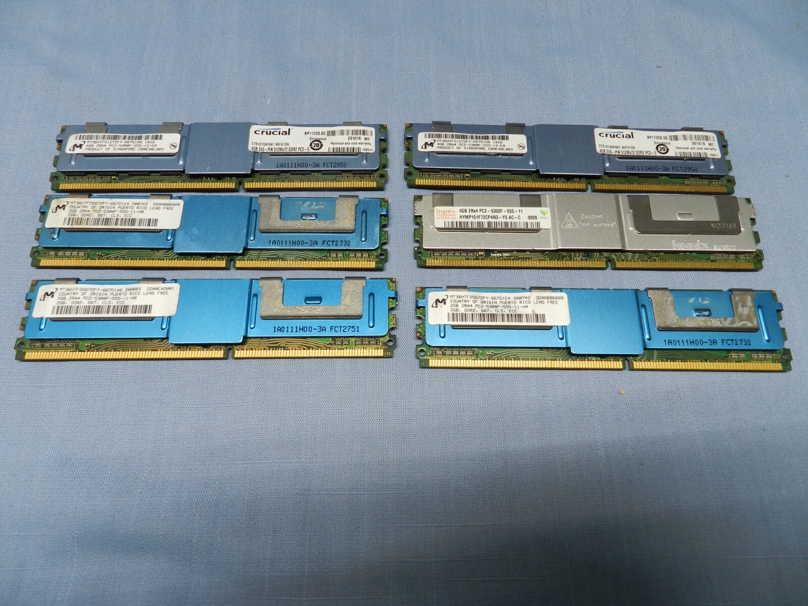 Crucial 24GB 6x 4GB 240-pin PC2-5300 ECC DDR2 CT51272AF667 matching set READ