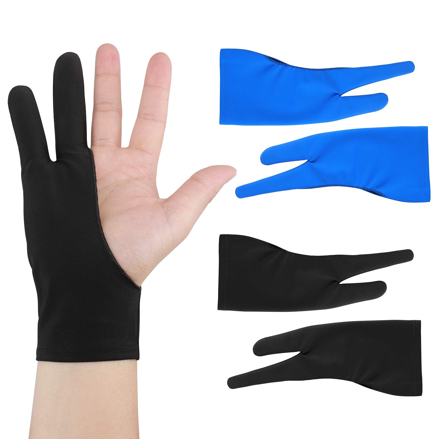 4 Pack Artist Drawing Tablet Gloves Two Finger Graphics Painting Gloves