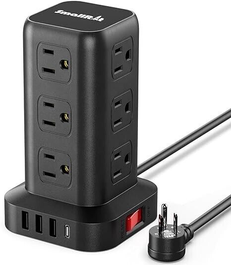 Extension Cord with Multiple Outlets, Surge Protector Power Strip Tower, 12 AC 4