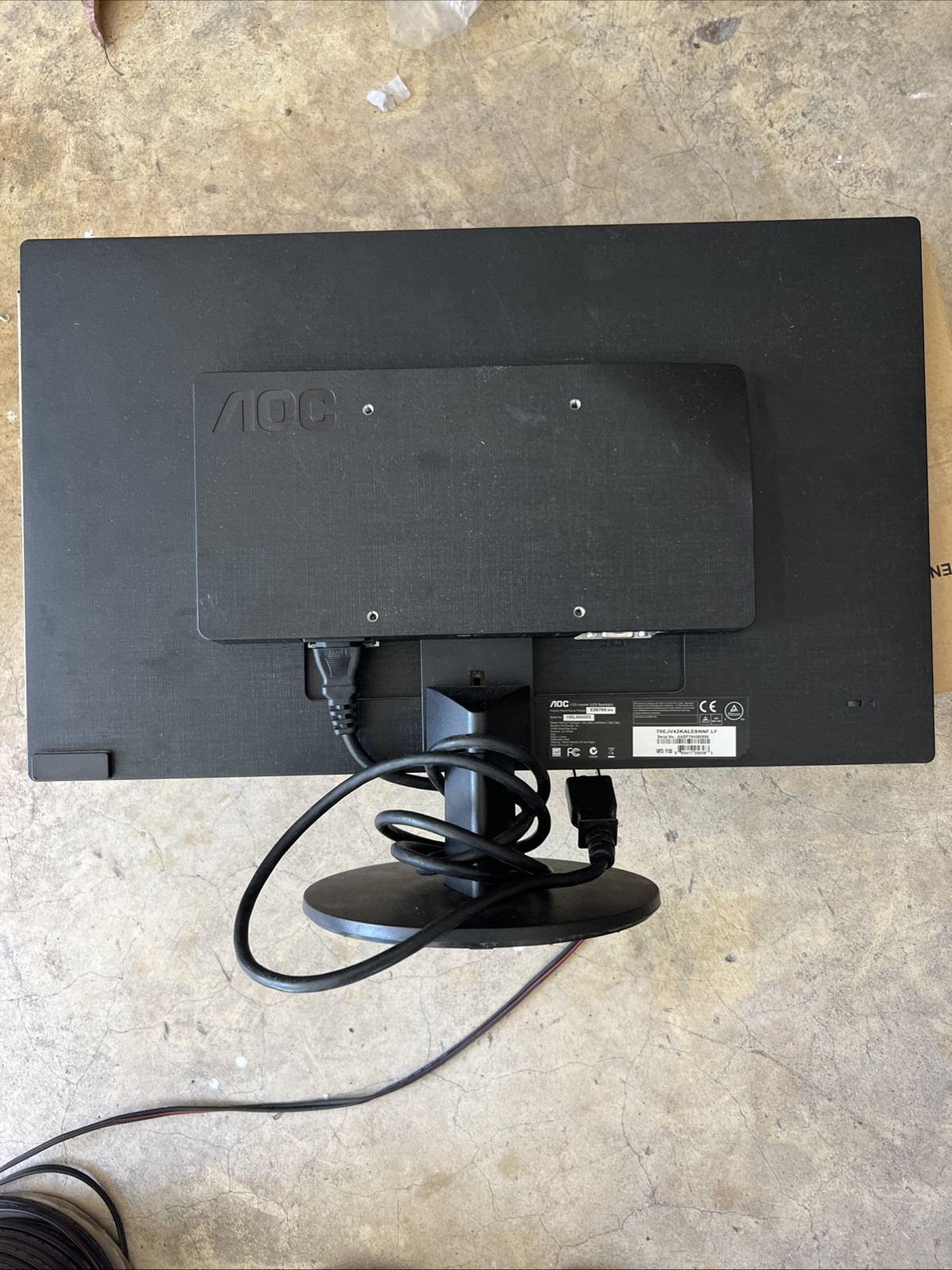 AOC 19.5" LCD LED Backlight Widescreen Monitor w/ Stand, Power Cord, & VGA Cable
