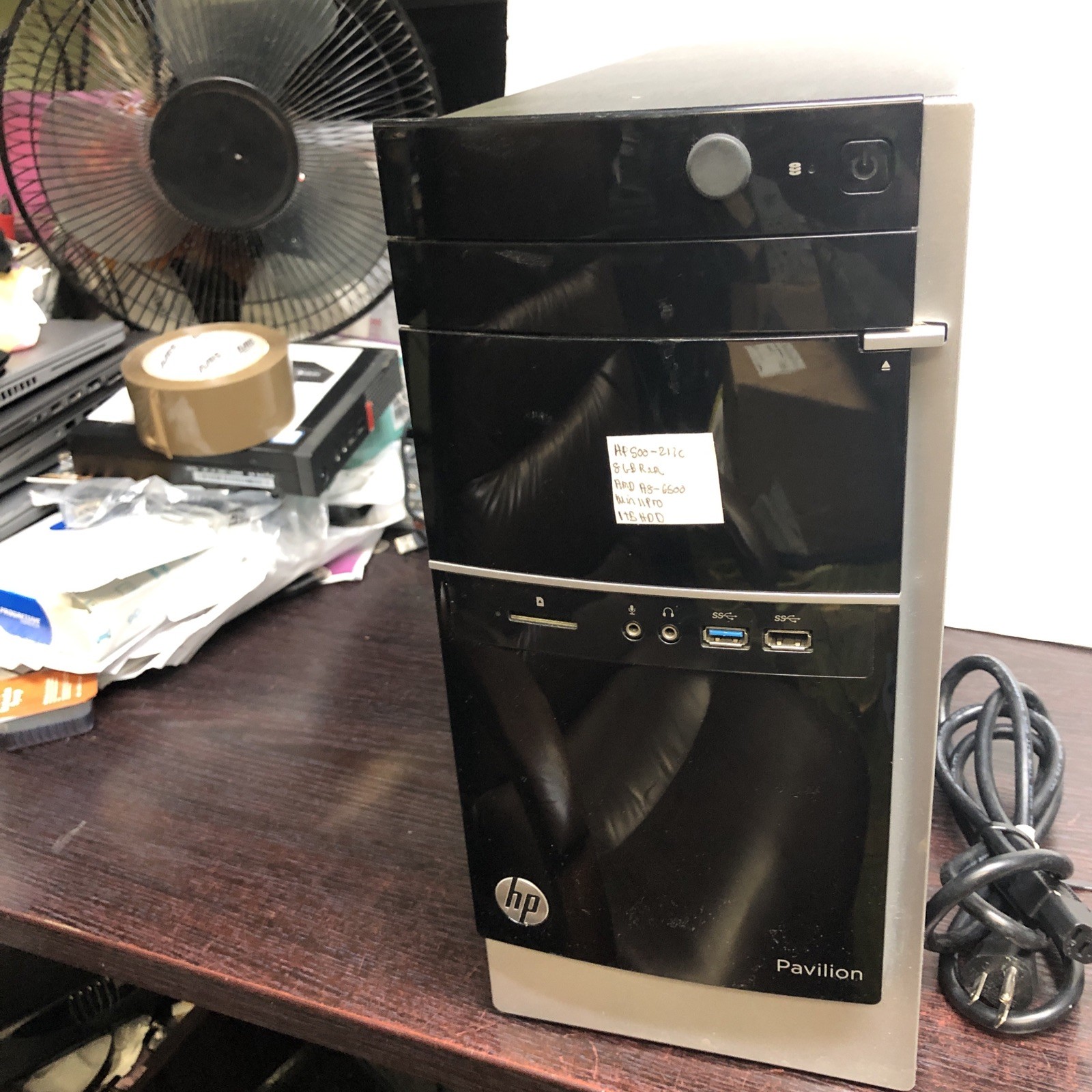 HP Pavilion 500-217c Desktop PC – AMD A8-6500 APU, 8GB RAM, 1 TB HDD Windows 11