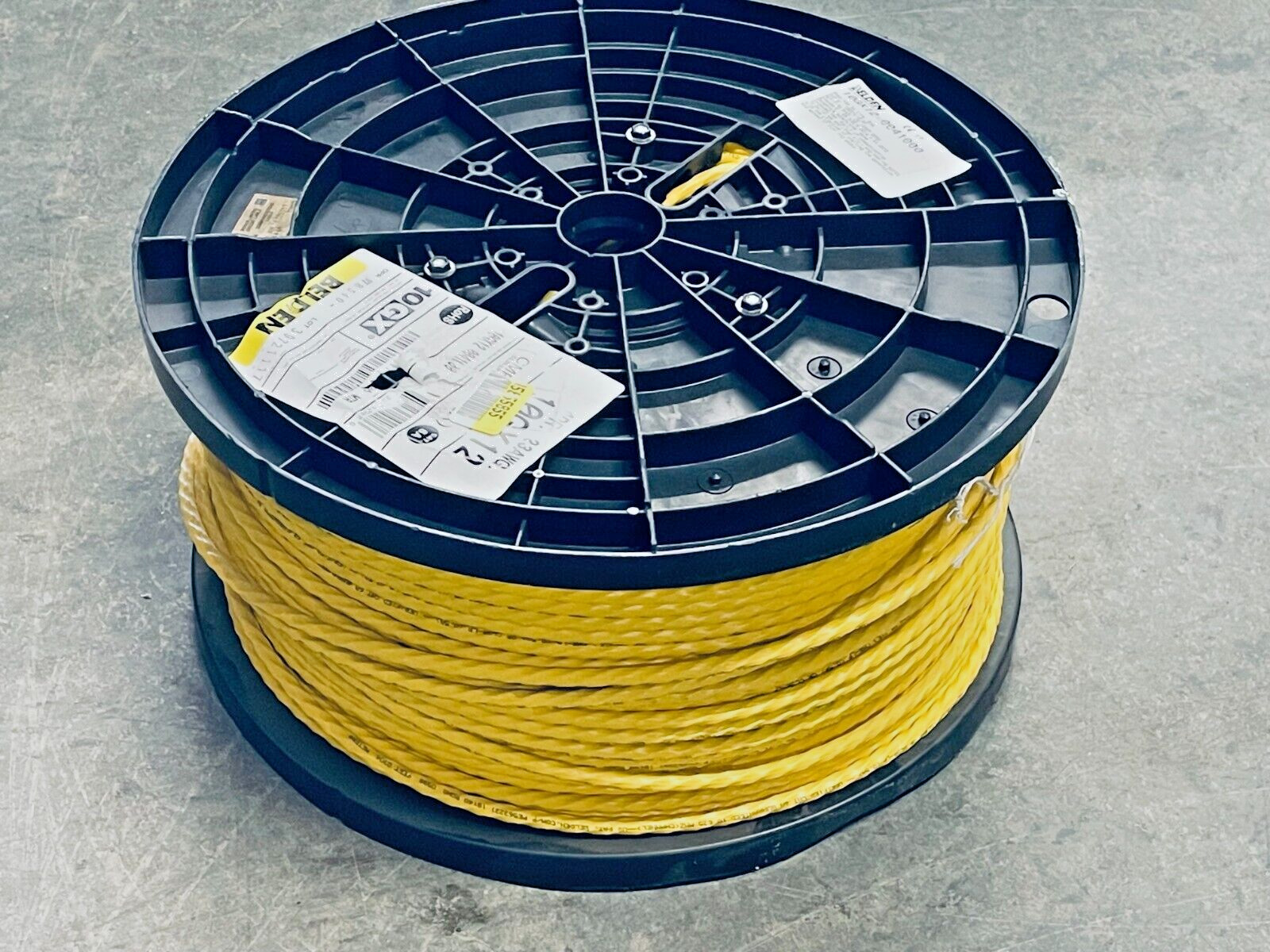 Belden 10GXW12 0041000 CAT6A Cable, UTP, 23AWG, 4PR, Yellow 1000FT Roll