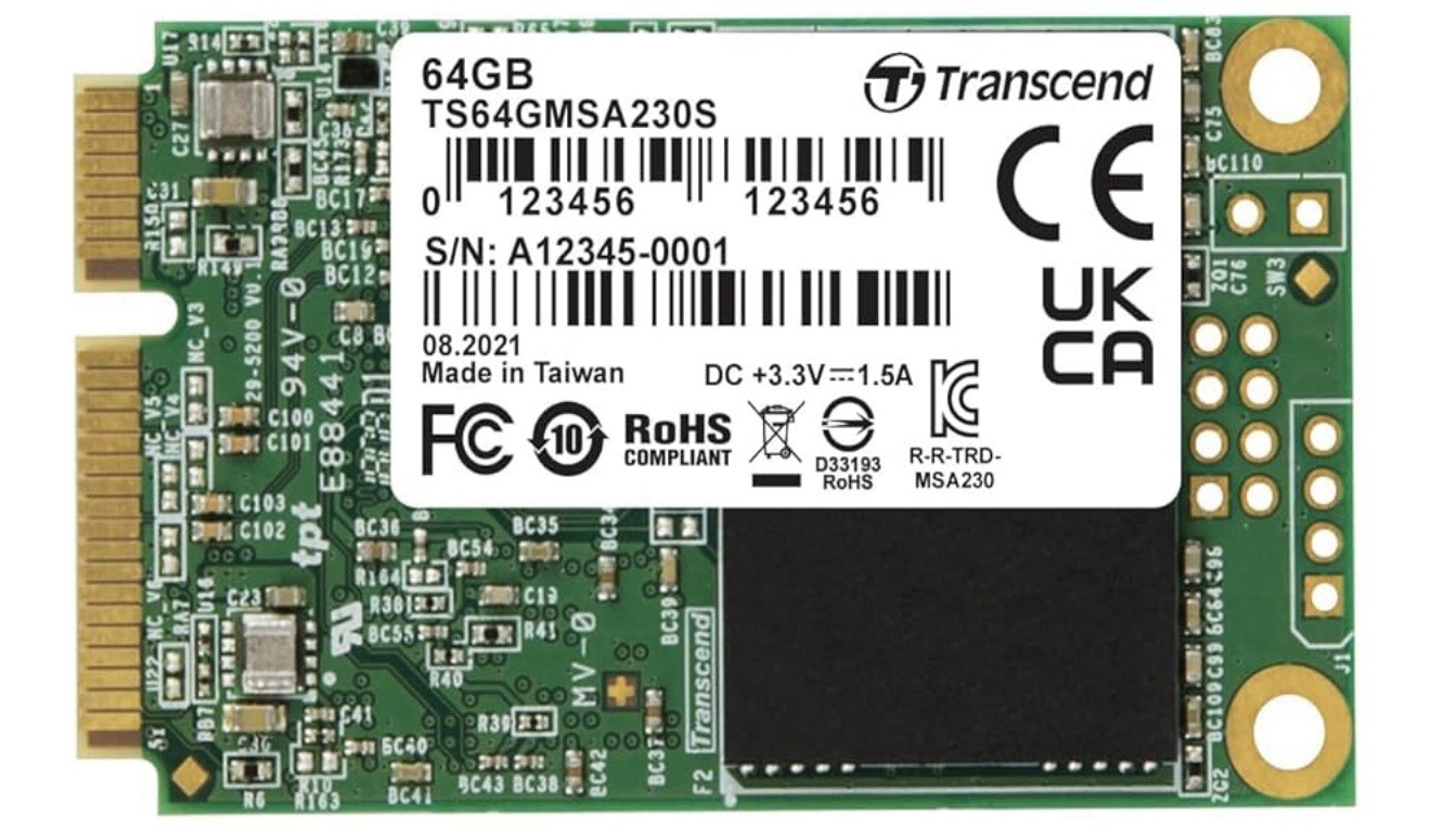 Transcend MSA230S 64 GB SATA III 6 Gb/s mSATA Internal Solid State Drive (SSD) 3
