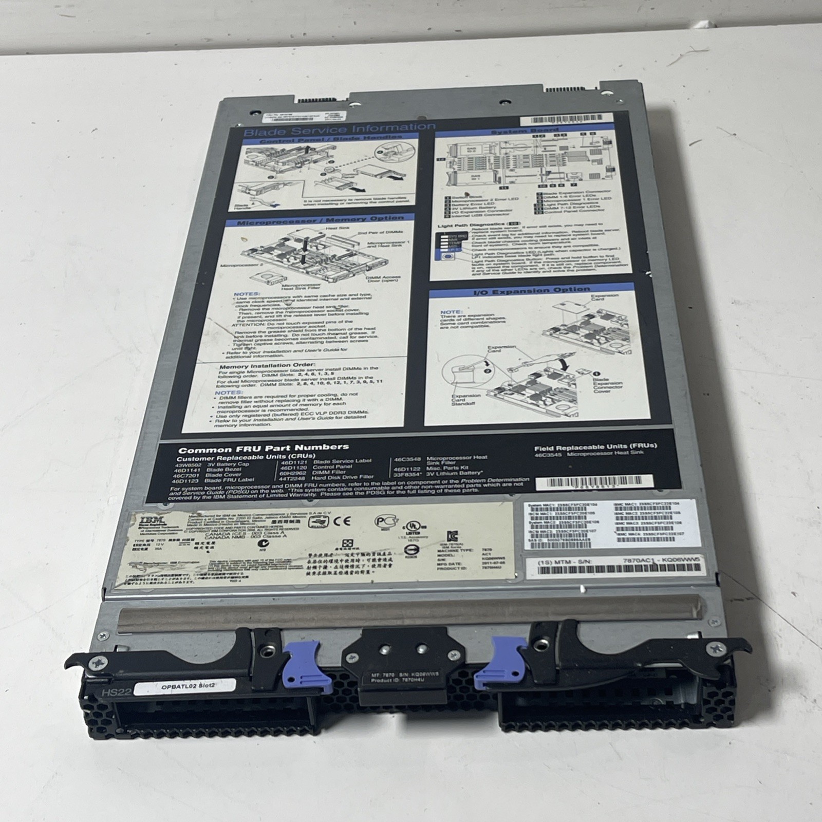 IBM HS22 7870-AC1  2x INTEL XEON 5670 12X8  Gb (96) RAM
