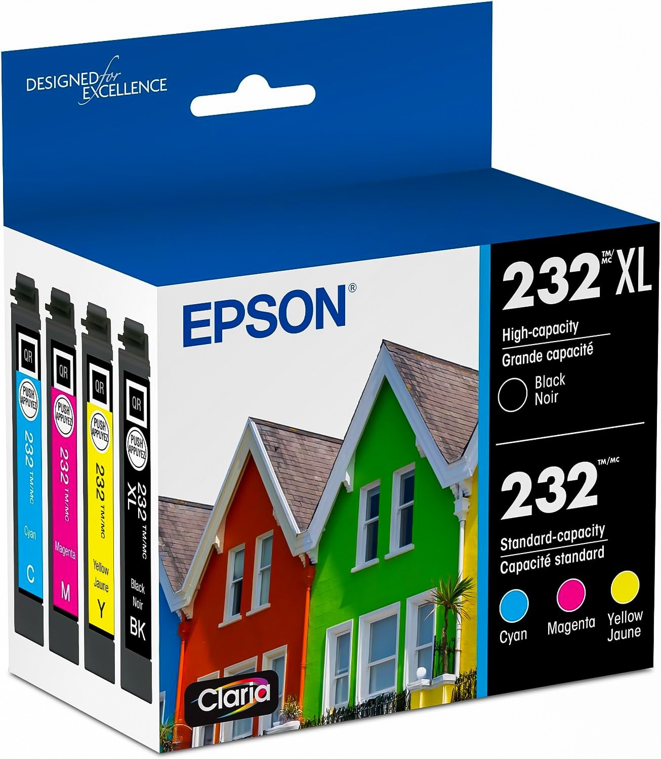 Genuine Epson 232XL 232 Ink Cartridges Combo Pack Black XL Color T232XL-BCS