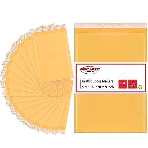  Bubble Mailer #0 Kraft Bubble Mailers Strong Adhesion #0 6.5"x9" / 50 Pcs