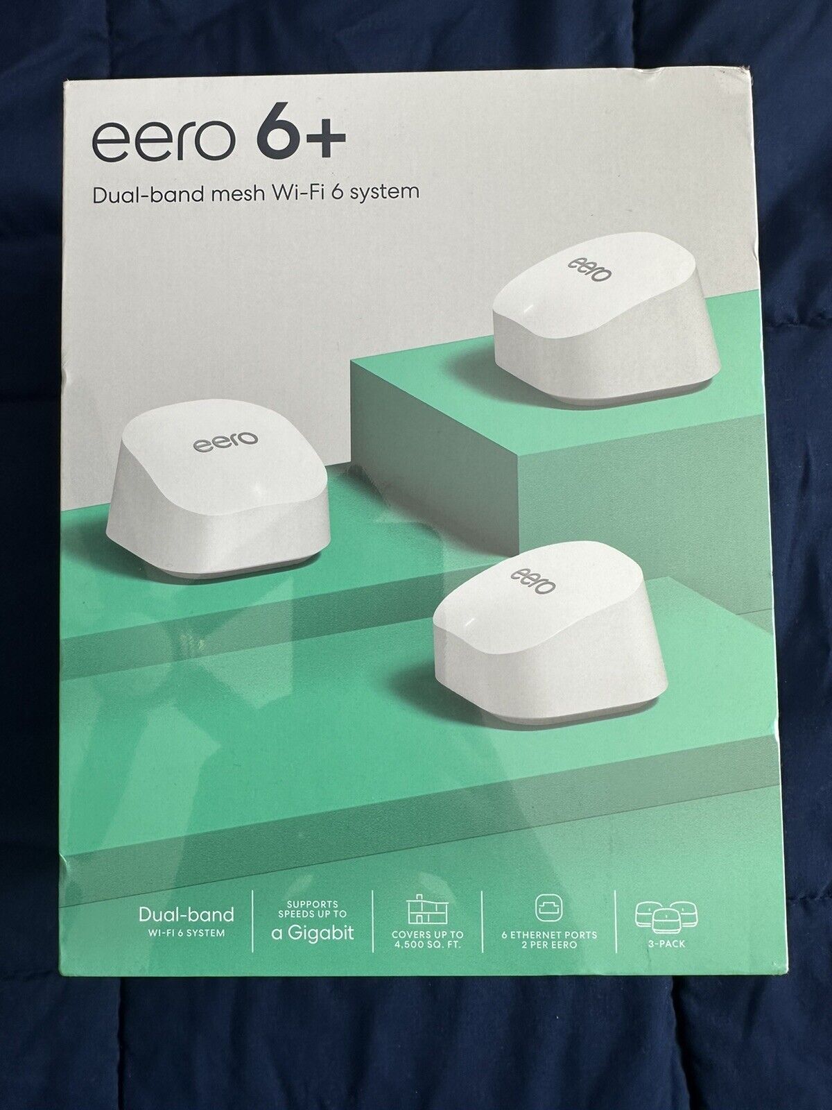 Amazon Eero 6+ Dual-Band Mesh WiFi System - 3-pack new in box