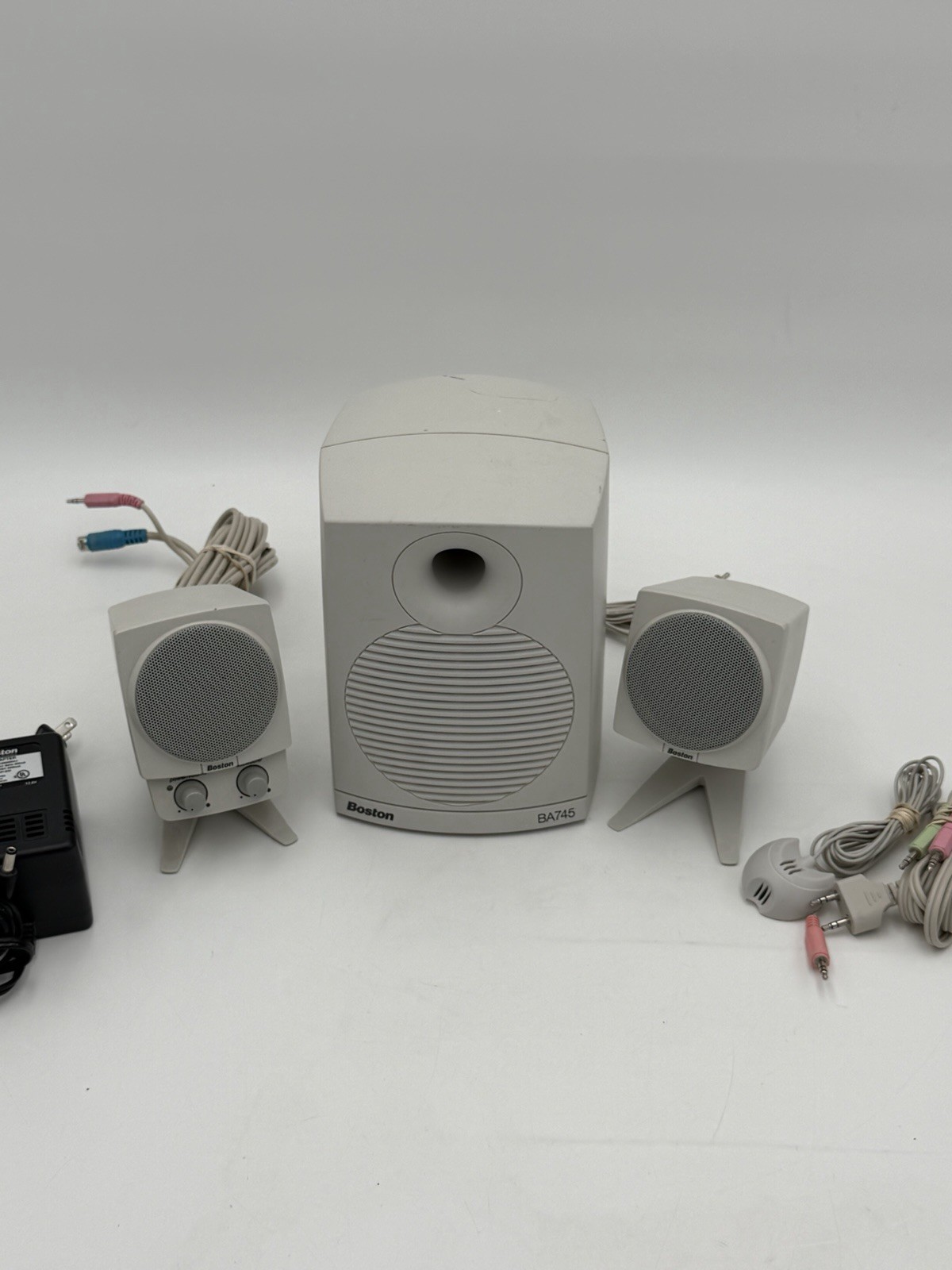 Boston Acoustics BA745 2.1 Speakers Subwoofer Satellites Tested Working Complete