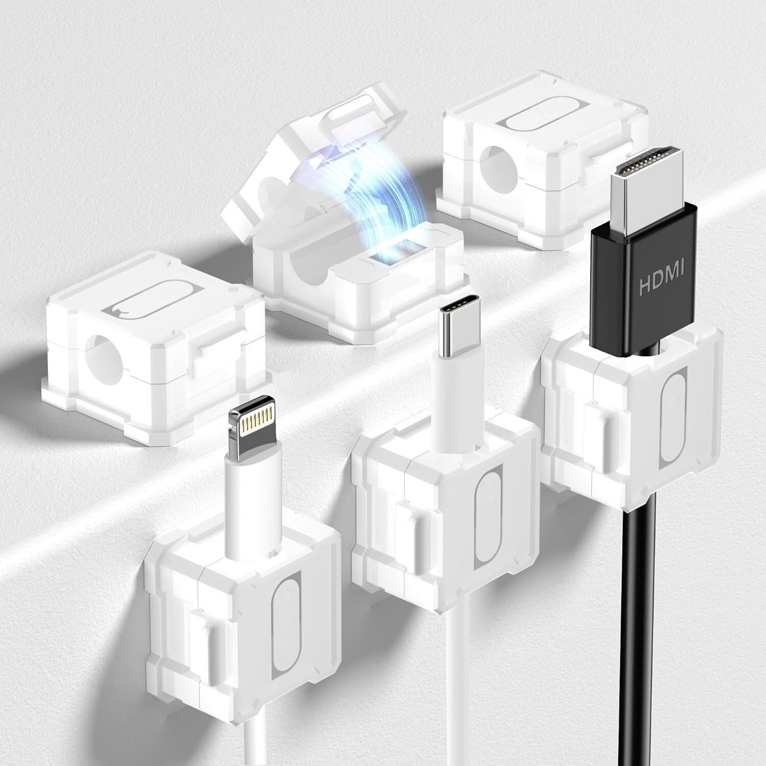 6 Pack Magnetic Cord Organizer,Cable Smooth Adjustable Easy Secure Cable Managem