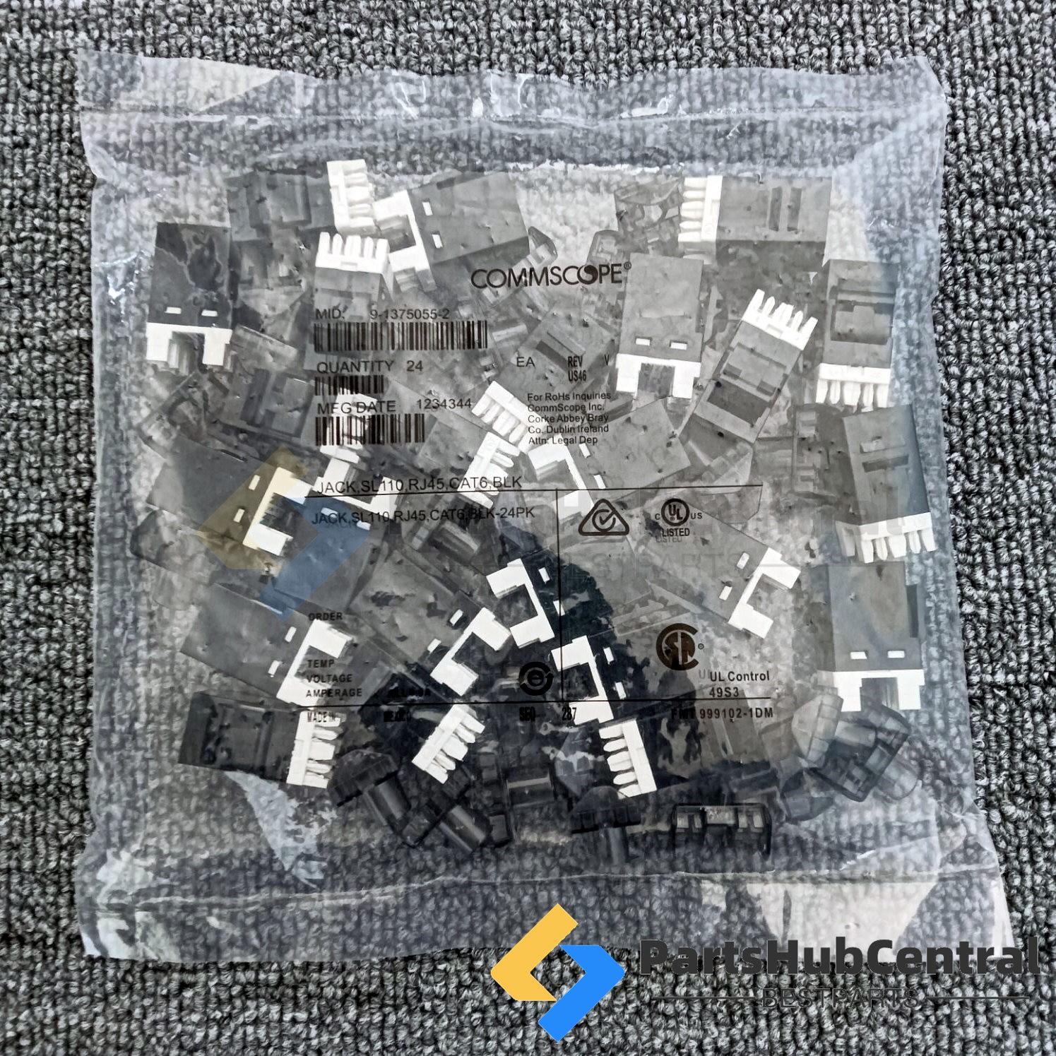 For Commscope SL110 SERIES RJ45 CAT6 Modular Jack Black Lot Of 24 w/ Dust Cover