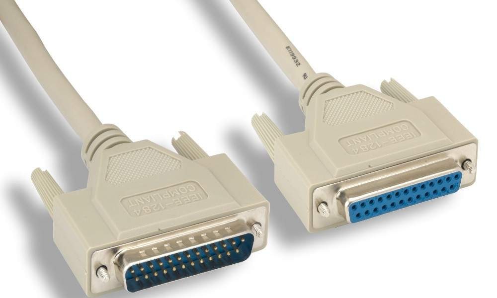 DB25 Male to DB25 Female IEEE-1284 Parallel Printer Extension Cable - 10 Foot
