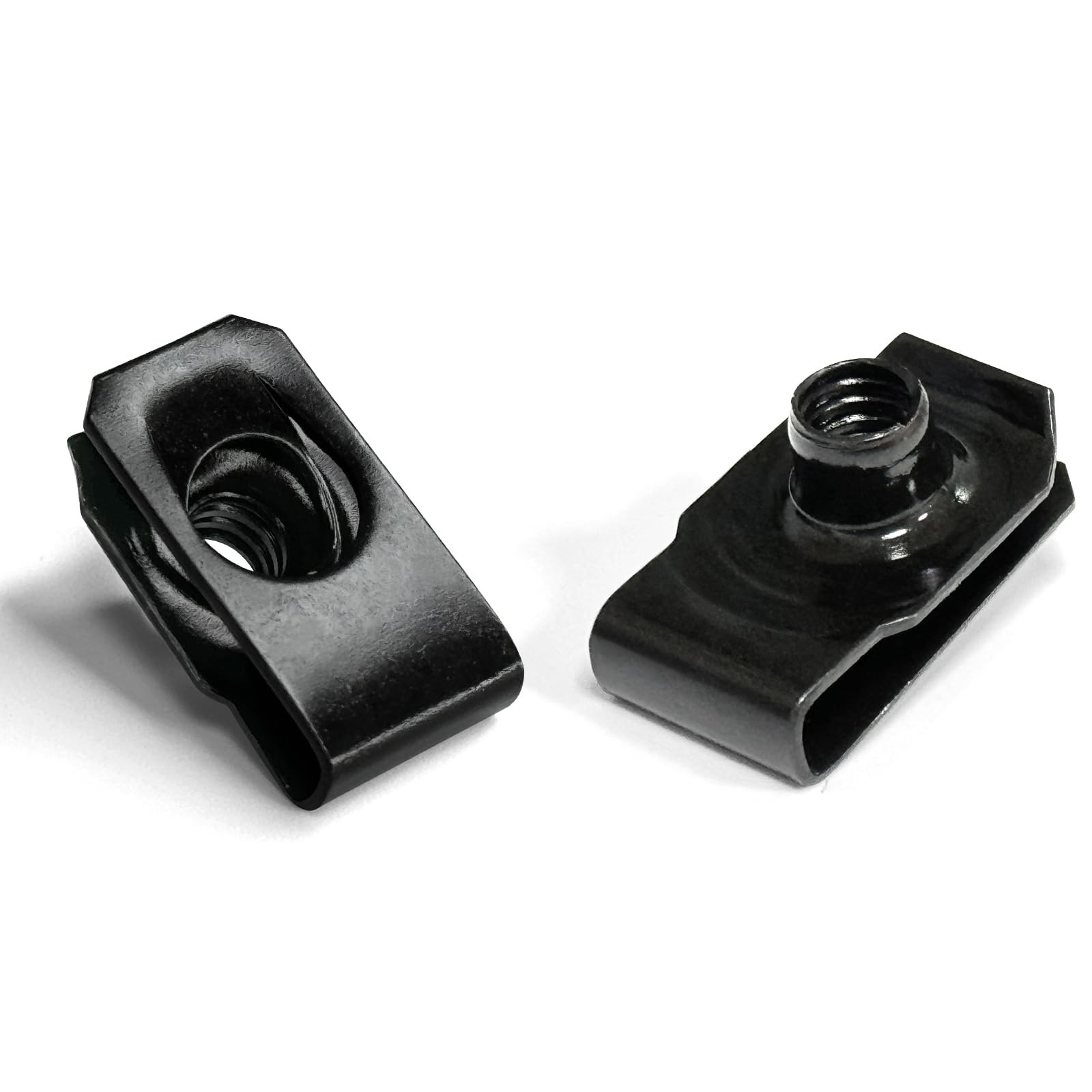 #10-32 U Clip on Nut, Black Extruded U Nuts Clip Carbon Steel, 25 Pcs U Style F