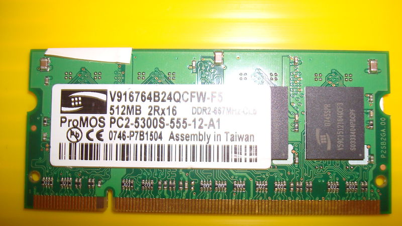 ProMOS RAM 512MB DDR2 V916764B24QCFW-F5 452061-001