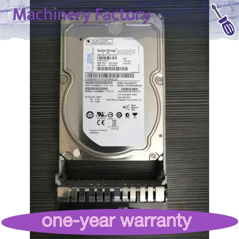 1PCS FOR Lenovo / IBM 00MJ129 00Y2475 00Y2426 V3700 4TB 3.5'' SAS 6G 7.2K Hard